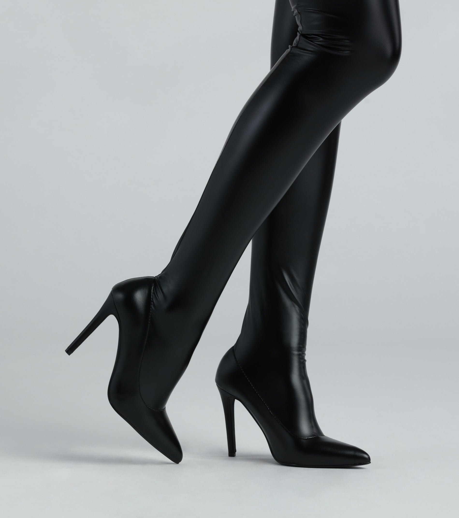 Runway Ready Faux Leather Legging Stiletto Boots