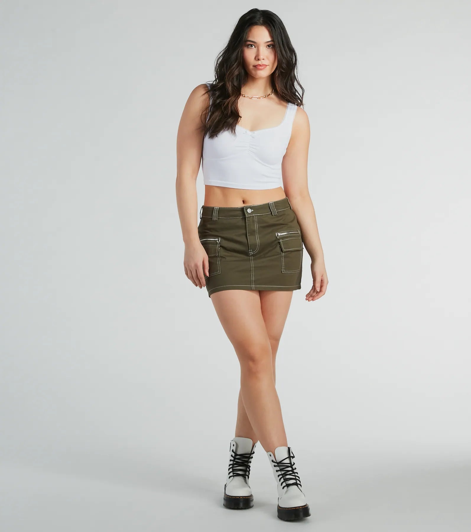 Trendsetting Confidence High Rise Cargo Mini Skirt