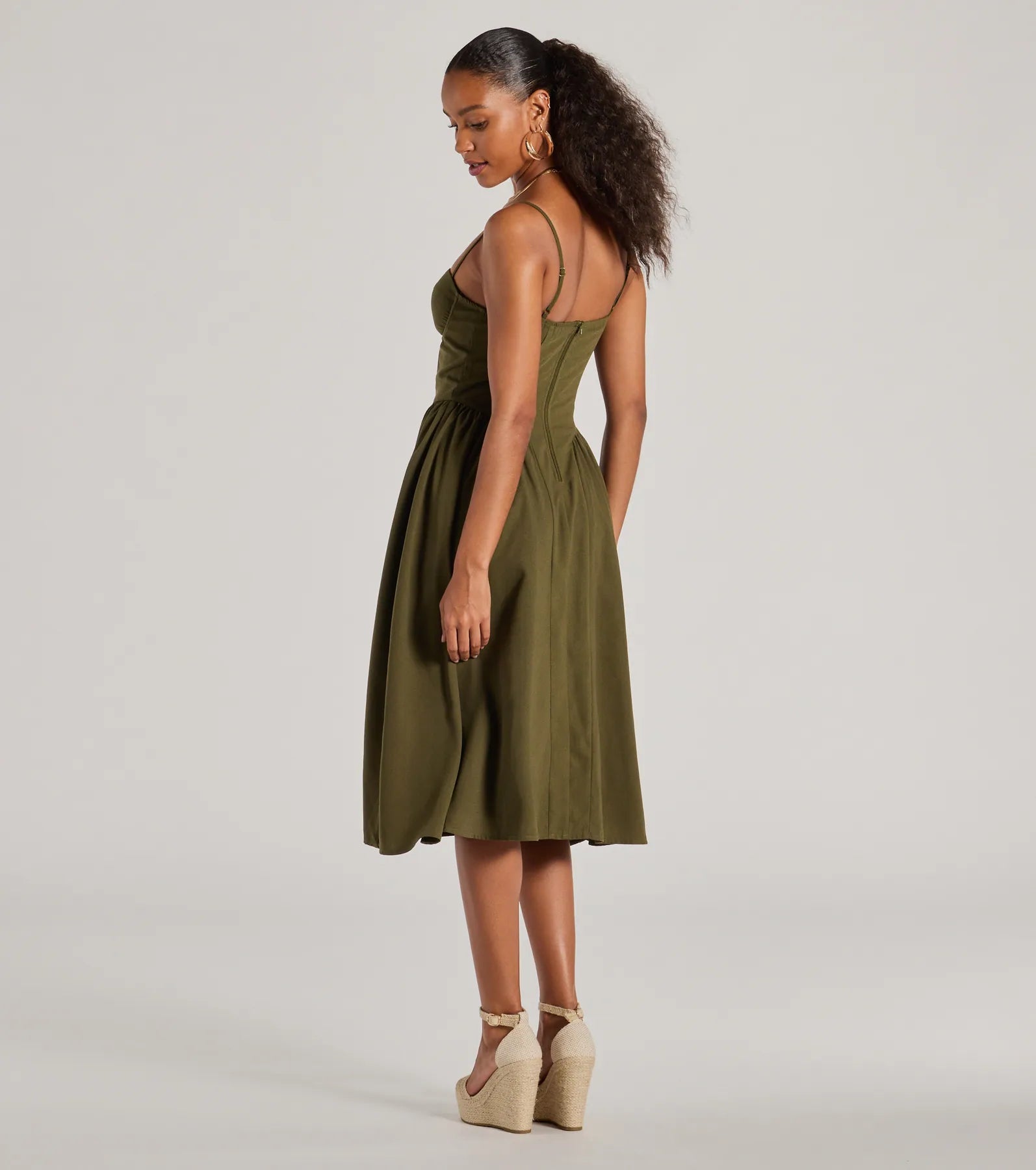 Blissful Afternoons Corset A-Line Midi Dress