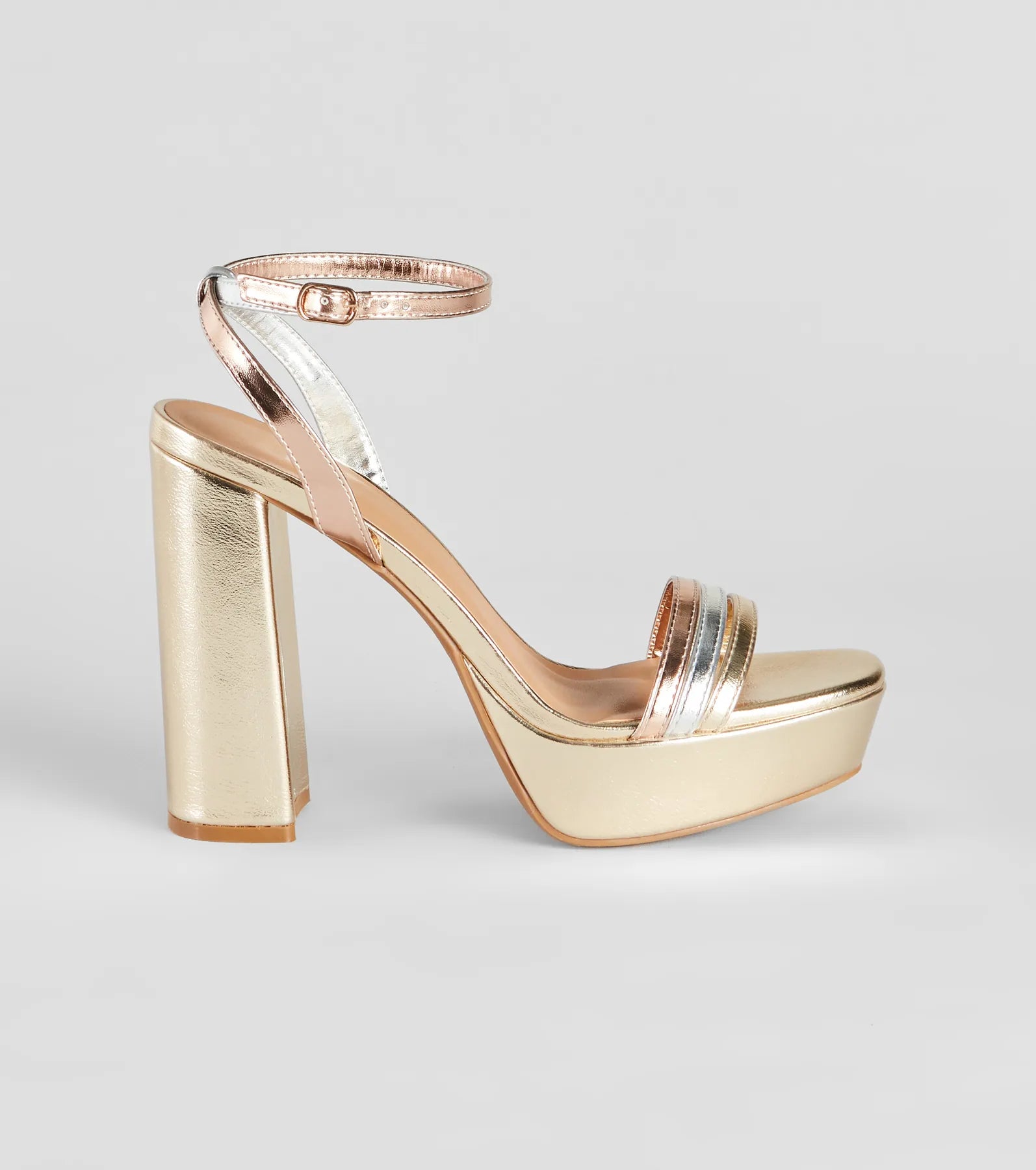 Colorful Steps Metallic Chunky Block Heels