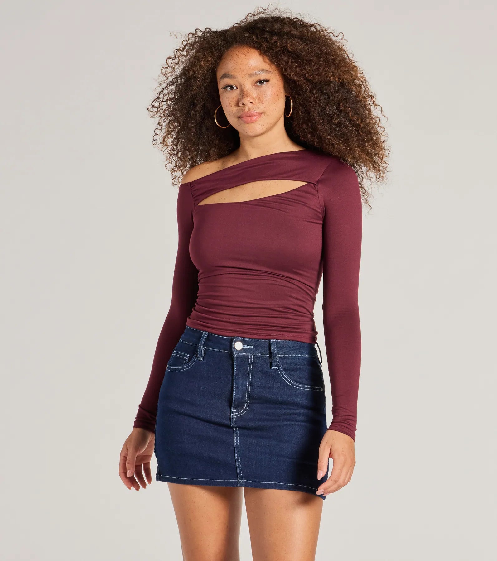 Feeling Chic Cutout One-Shoulder Top