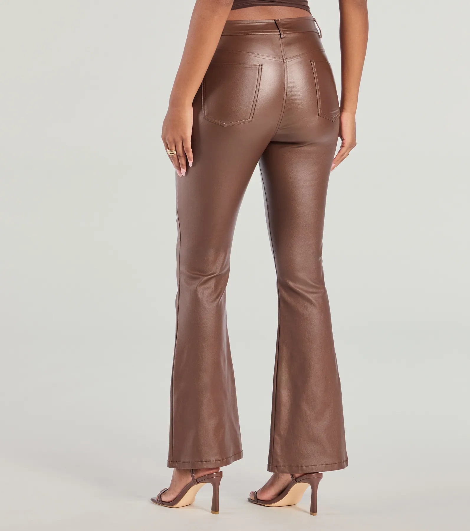 Ready For Sleek Lace-Up Flare Faux Leather Pants