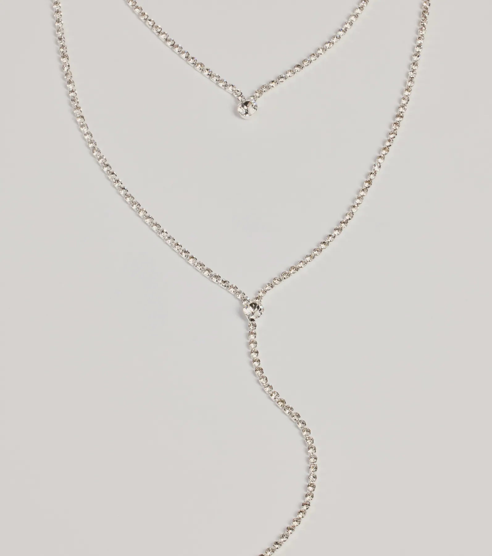 Trendy Glitz Rhinestone Layered Lariat Necklace