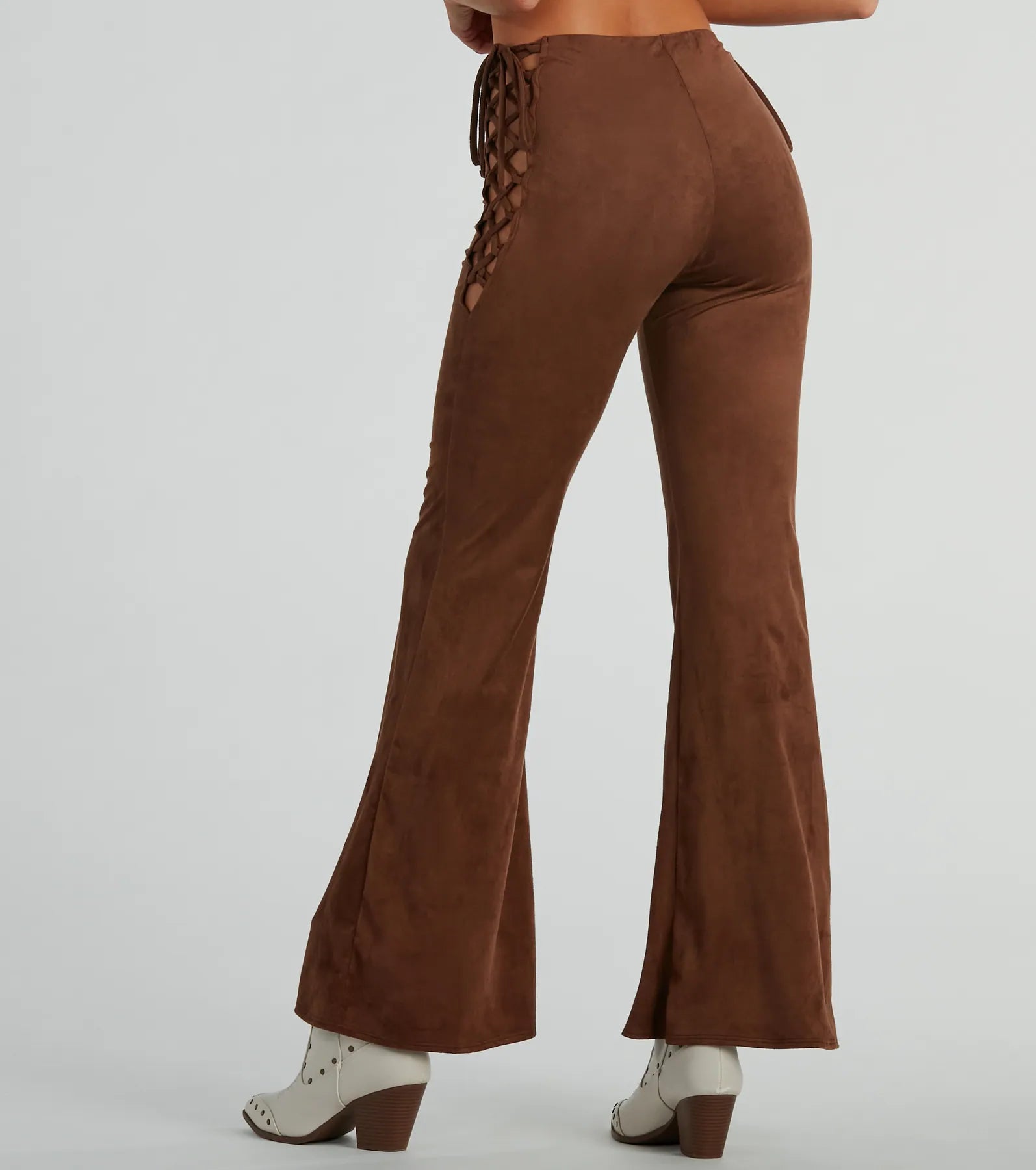 All Laced-Up Flare Faux Suede Pants