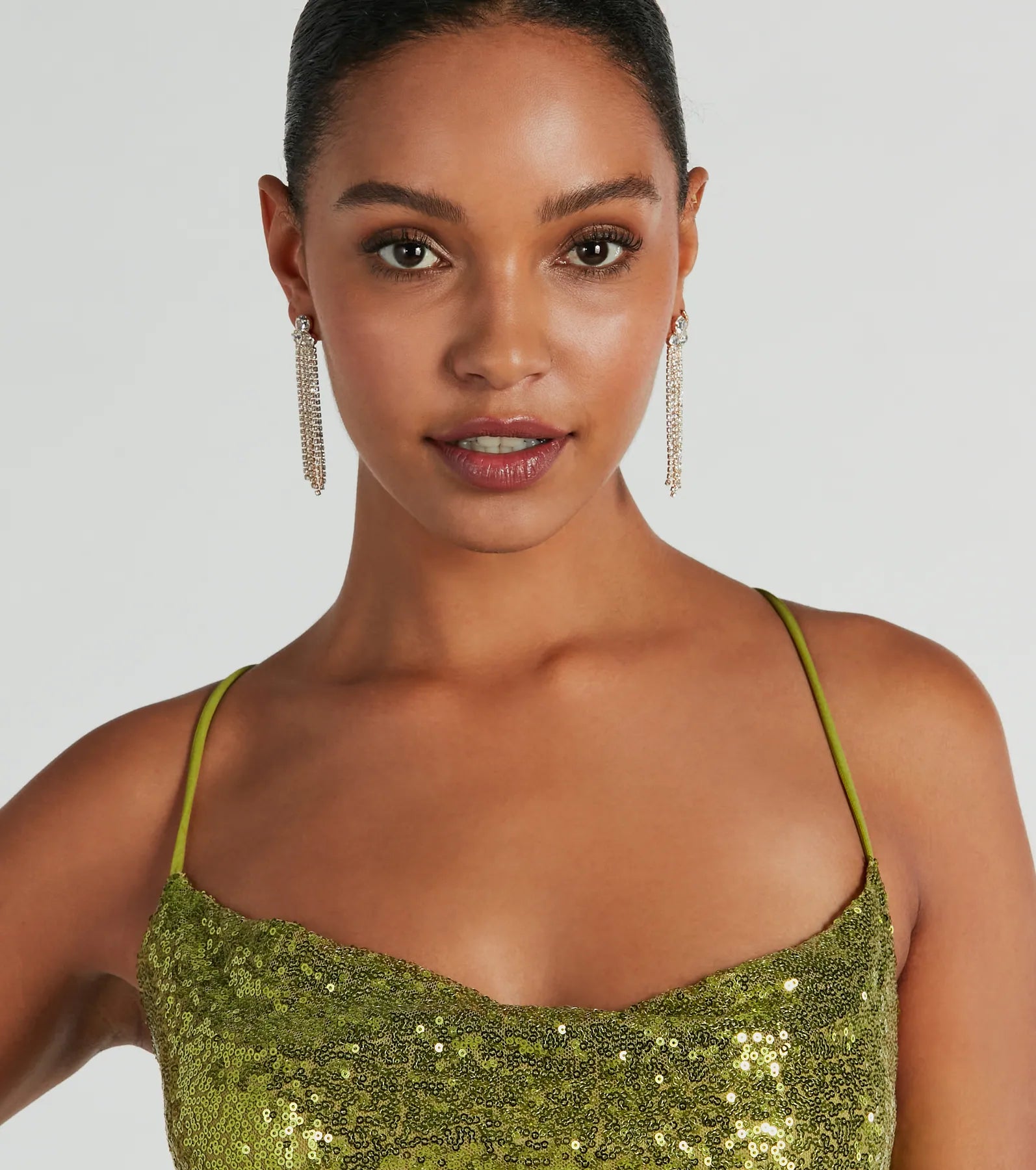 Raise The Bar Rhinestone Linear Fringe Earrings