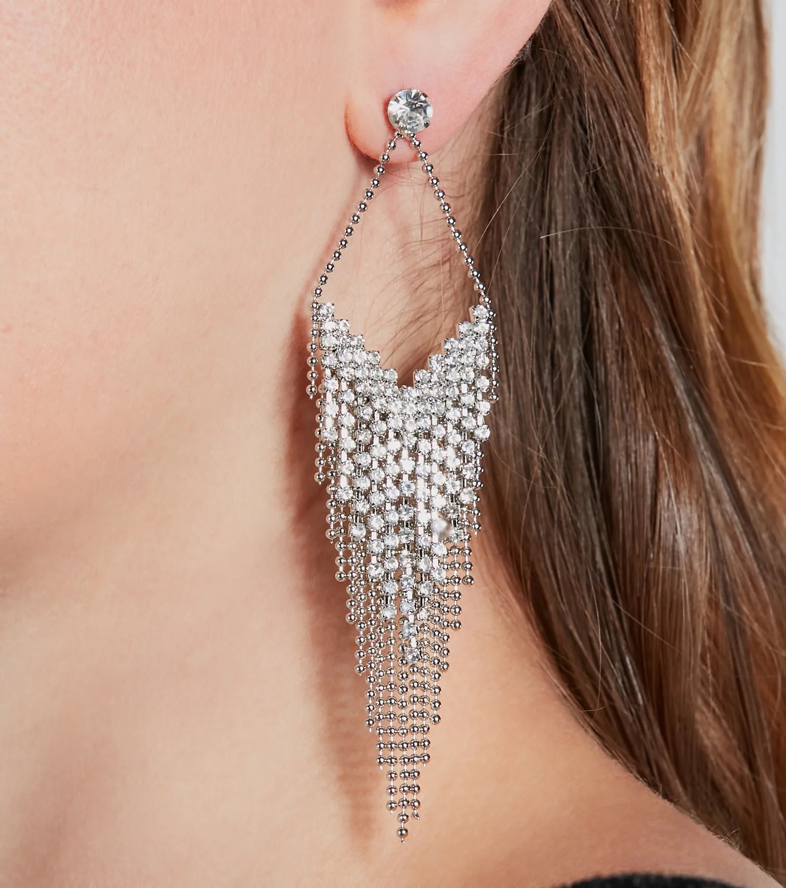 Match My Vibe Rhinestone Fringe Earrings