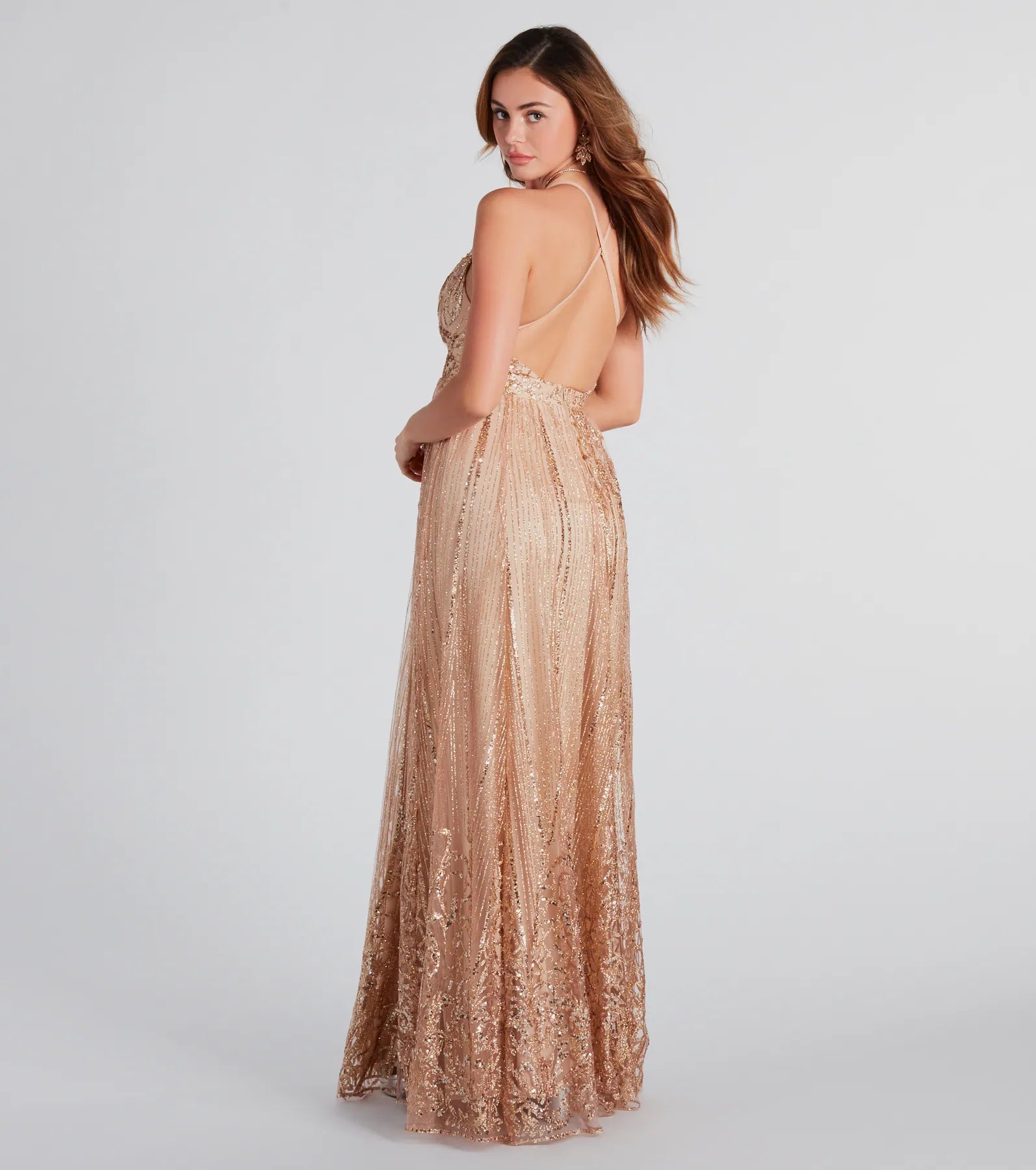 Caitlyn Formal Glitter Sequin Tulle A-Line Dress