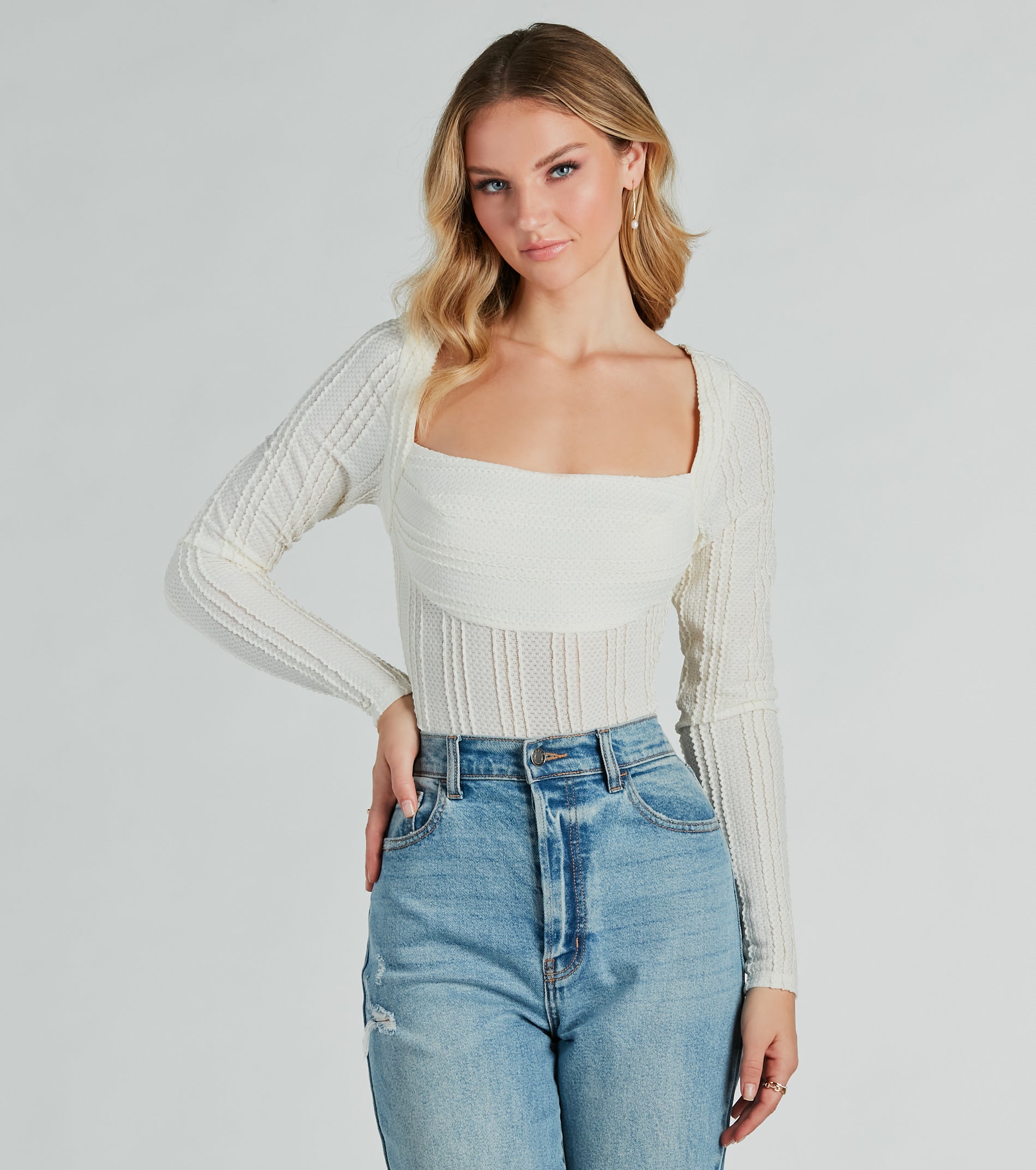 Revival Texture Knit Long Sleeve Bodysuit