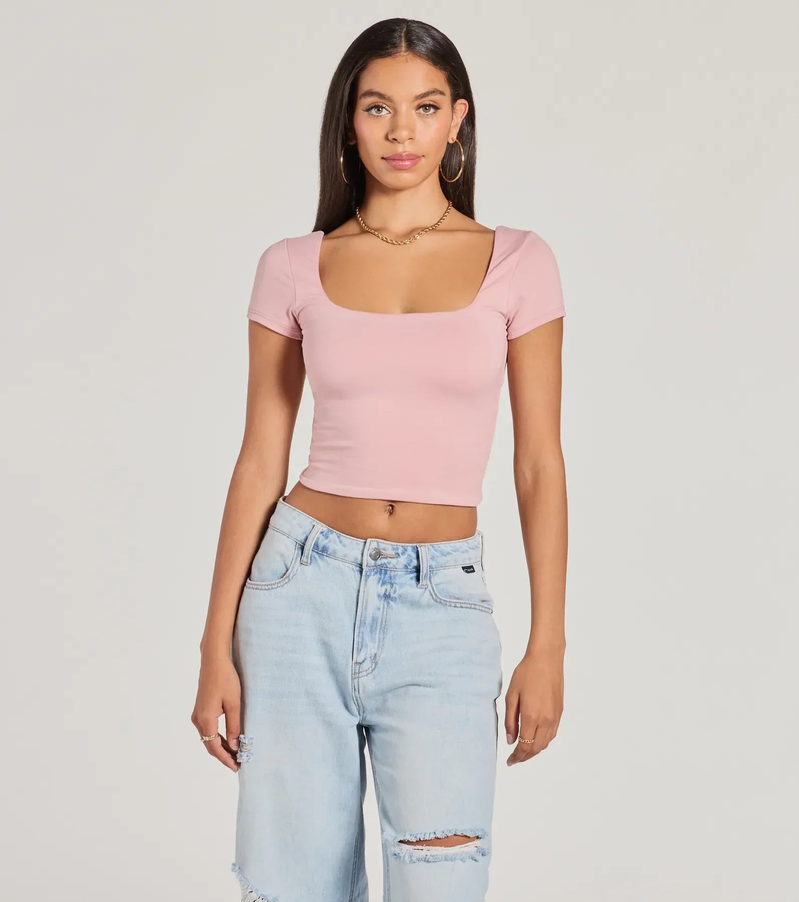 The View And You Short Sleeve Tie Back Crop Top