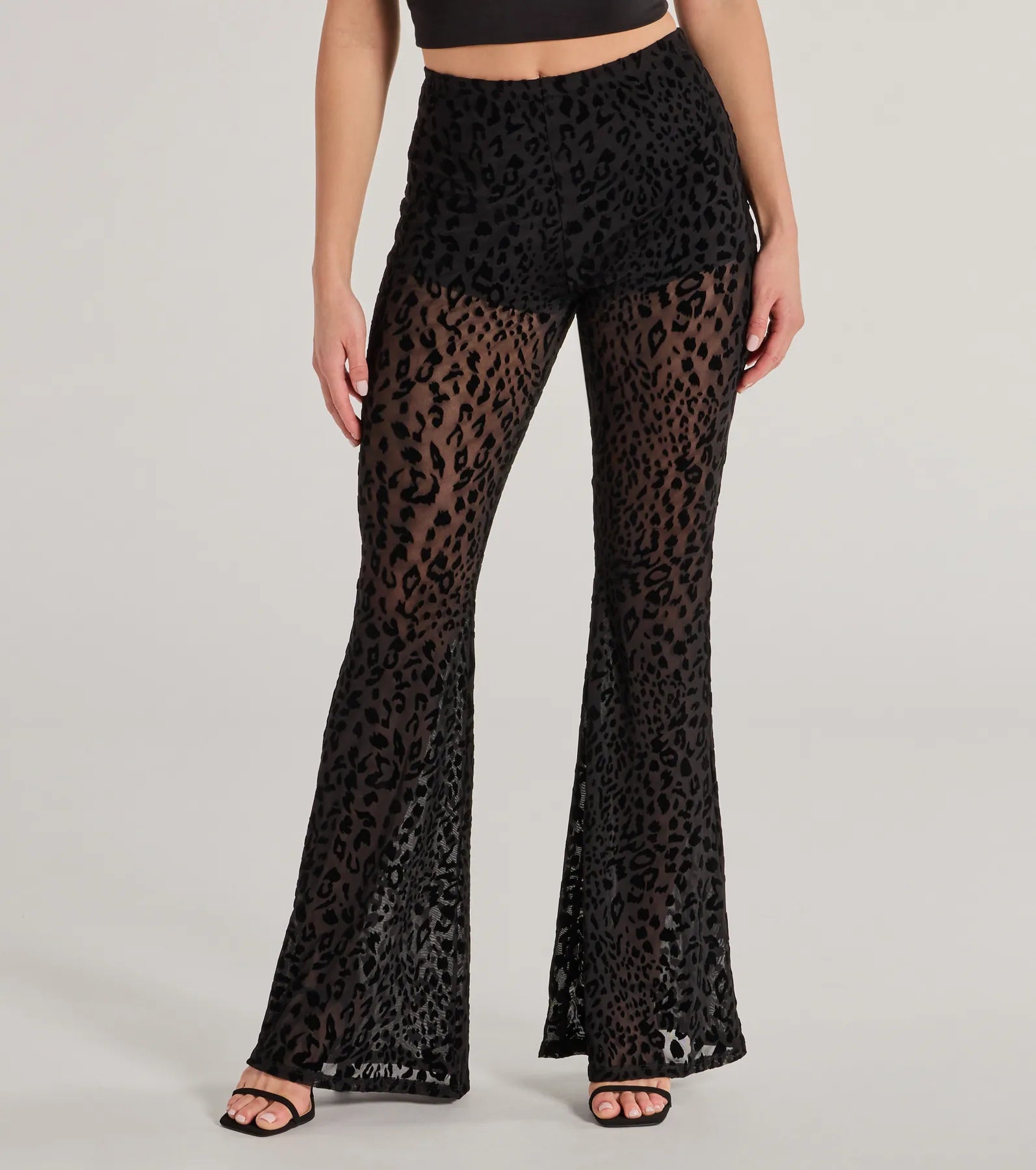 Chic In The Wild Cheetah Print Flared Mesh Pants