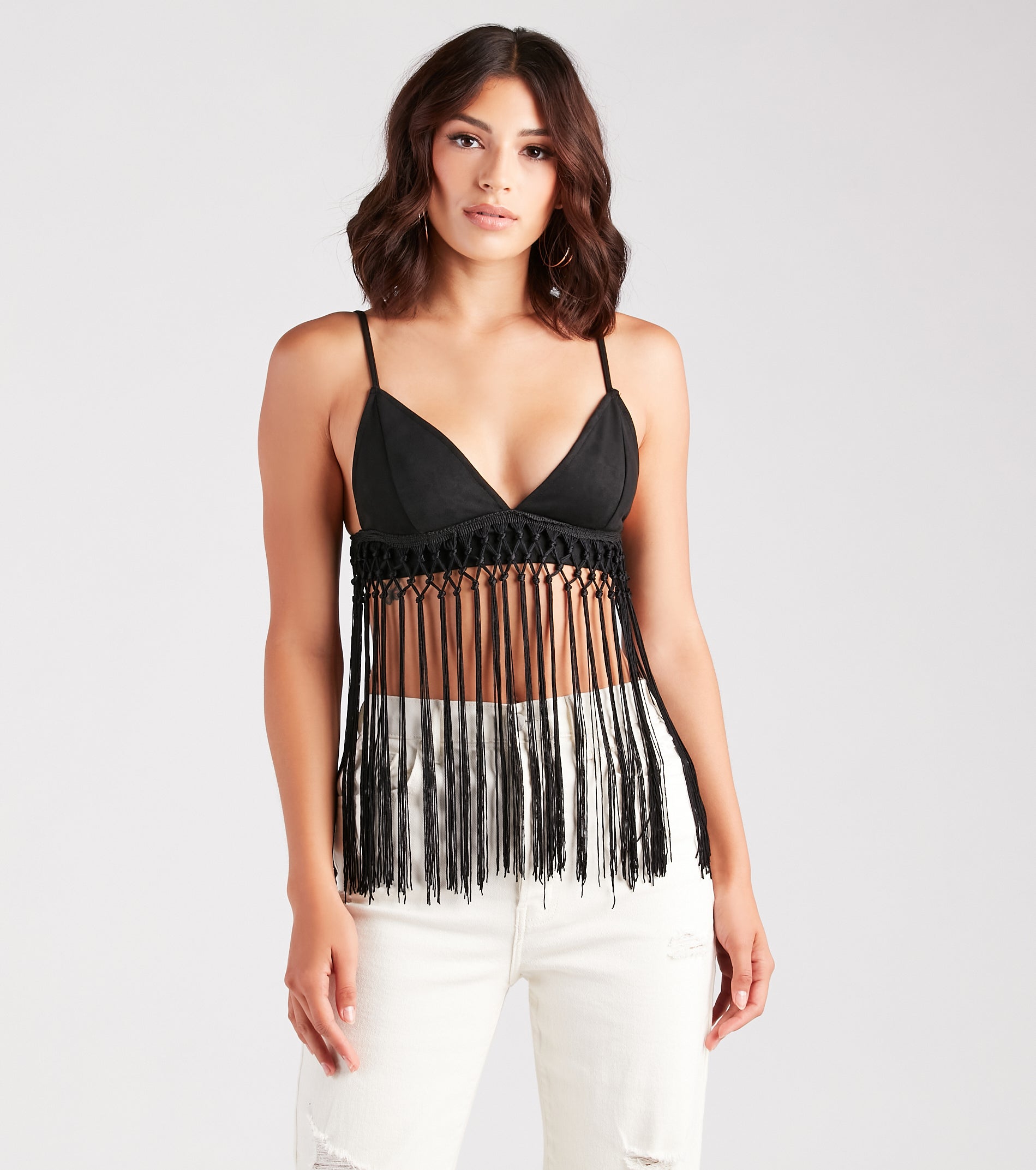 Bohemian Summer Crochet Fringe Crop Top