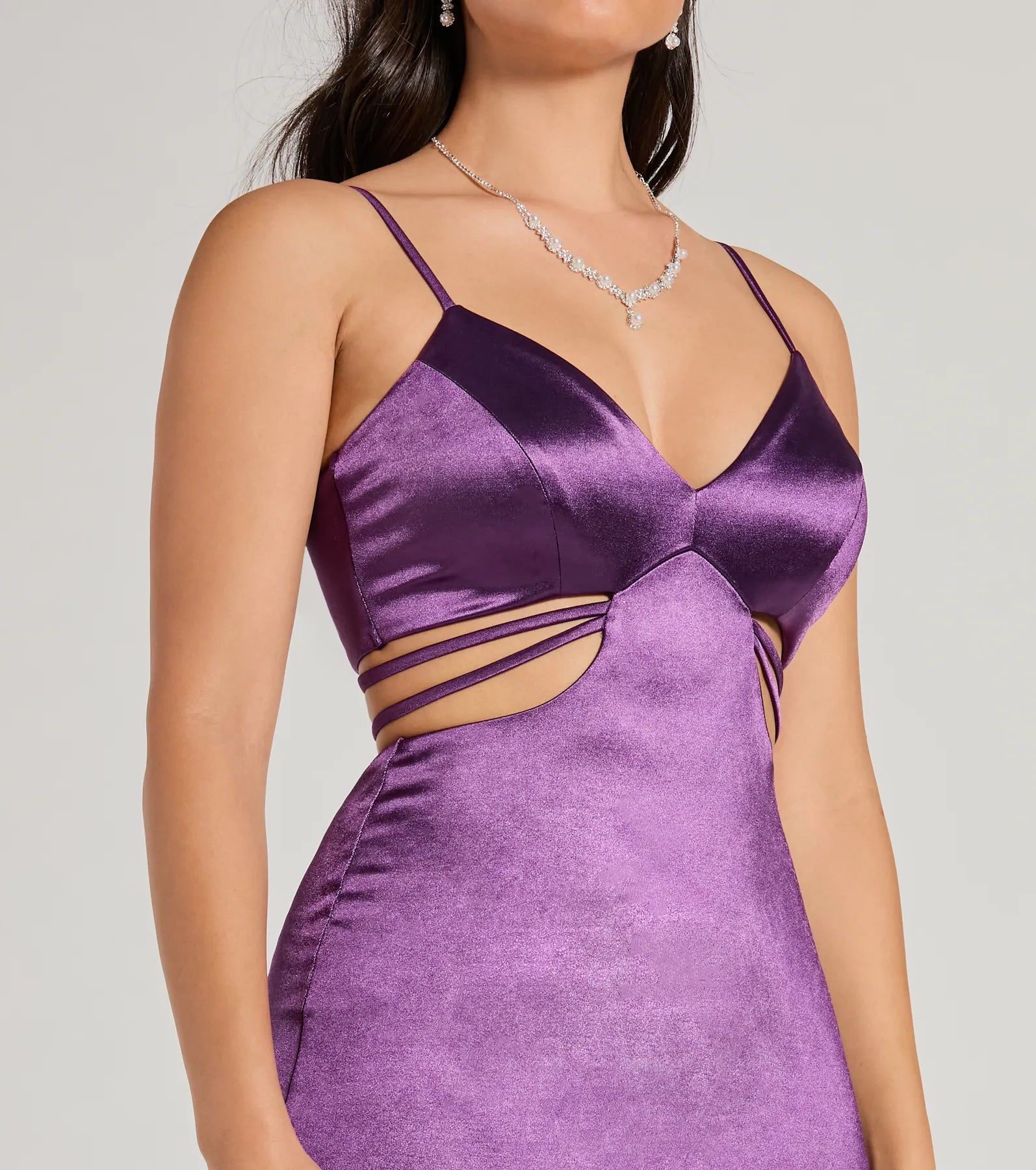 Pricilla V-Neck Strappy Mermaid Satin Formal Dress