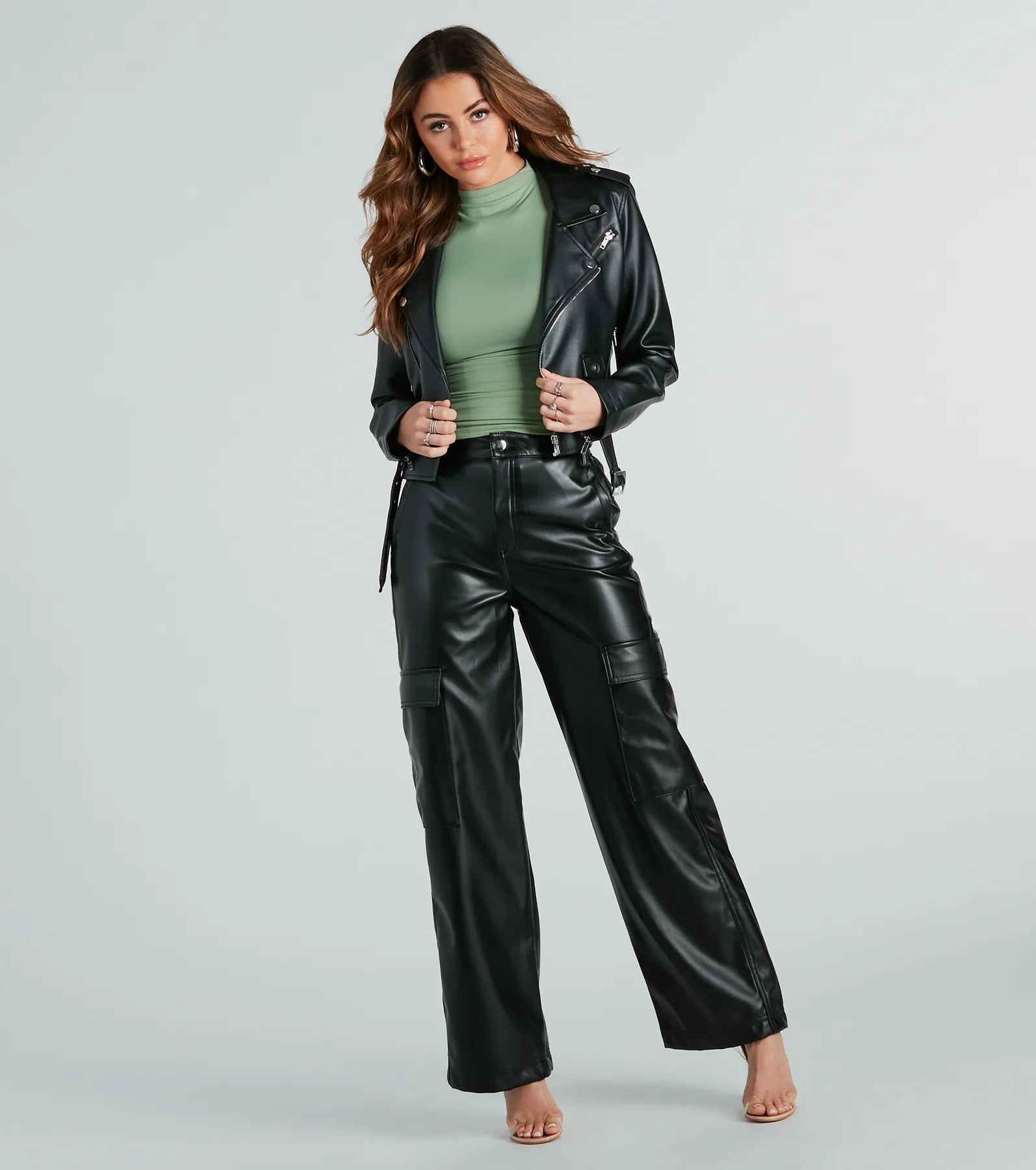 Upgraded Style Faux Leather Wide-Leg Pants