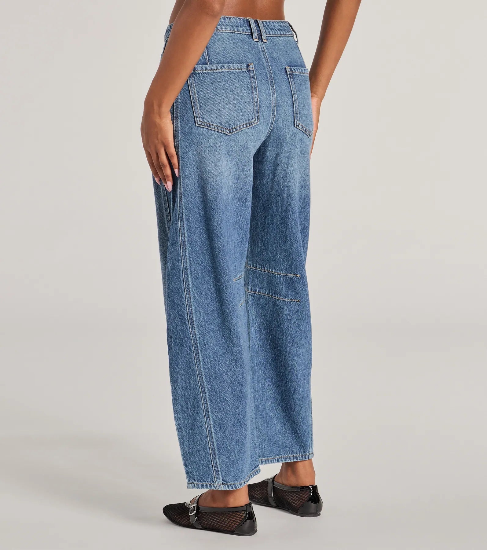 The Classic Mid-Rise Barrel Leg Denim Jeans