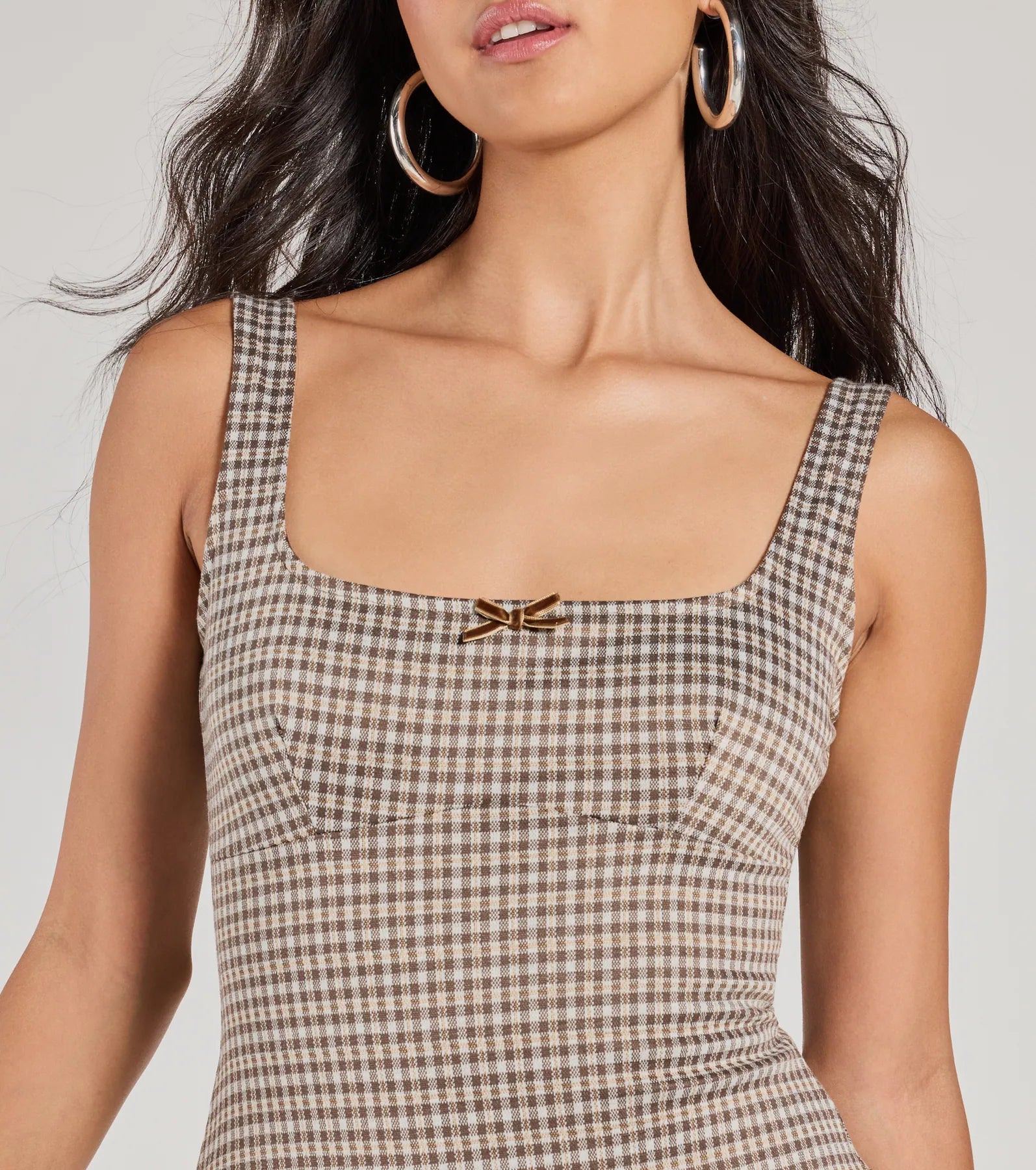 Charming Direction Sleeveless Plaid Romper