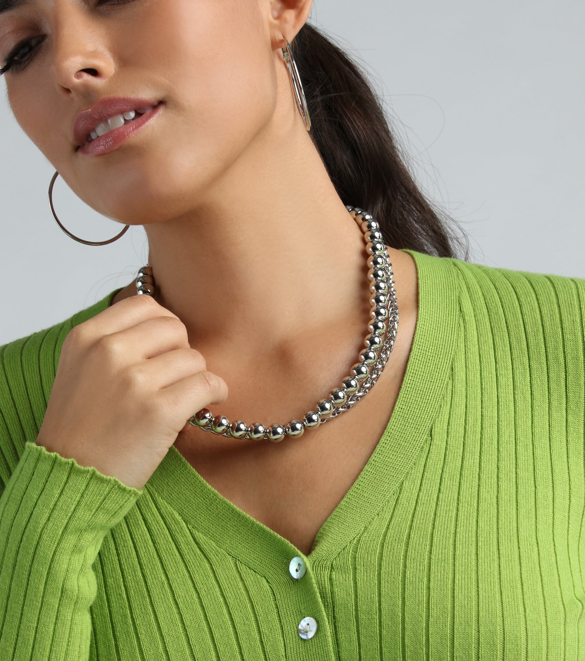 Cool-Girl Attitude Beaded And Chain Layered Necklace