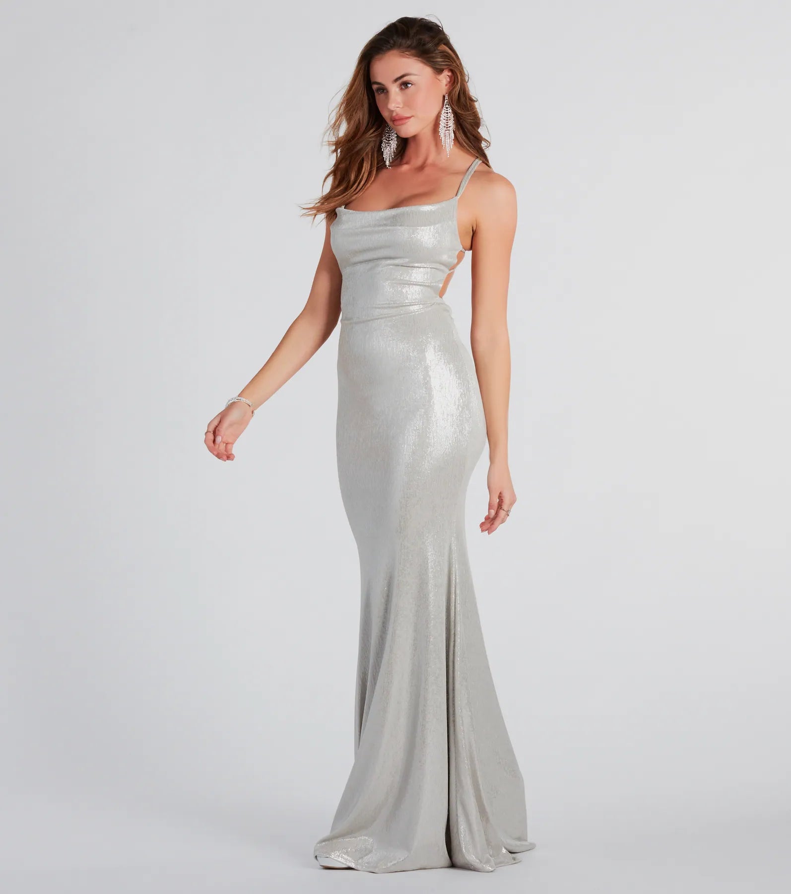 Kate Formal Metallic Open Back Mermaid Dress