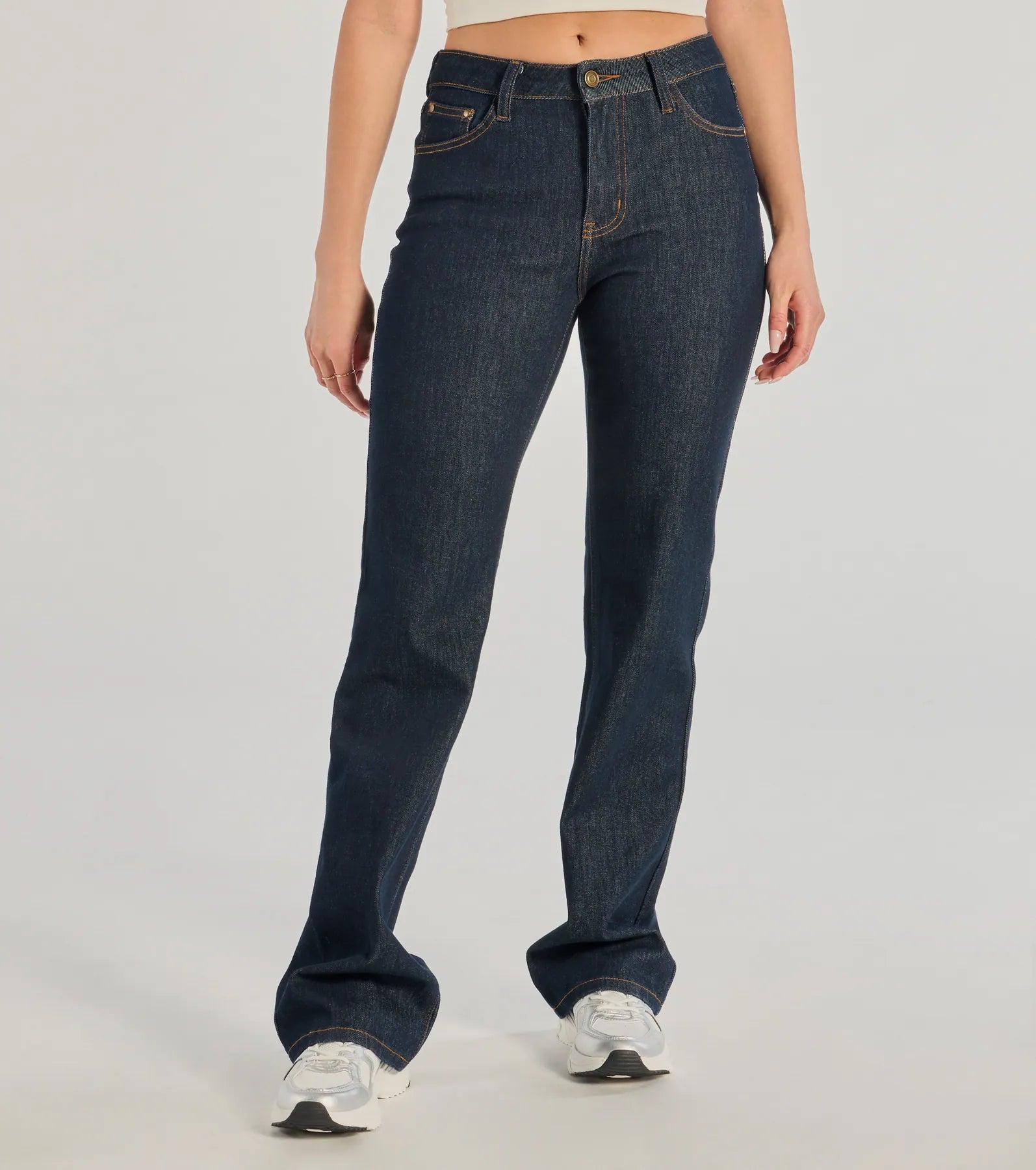 Elevated Chic High-Rise Straight Leg Denim Jeans