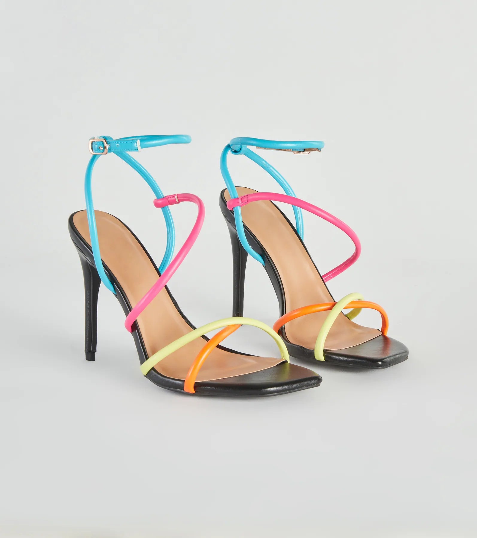 Stylish Flair Multi-Colored Strappy Stiletto Heels