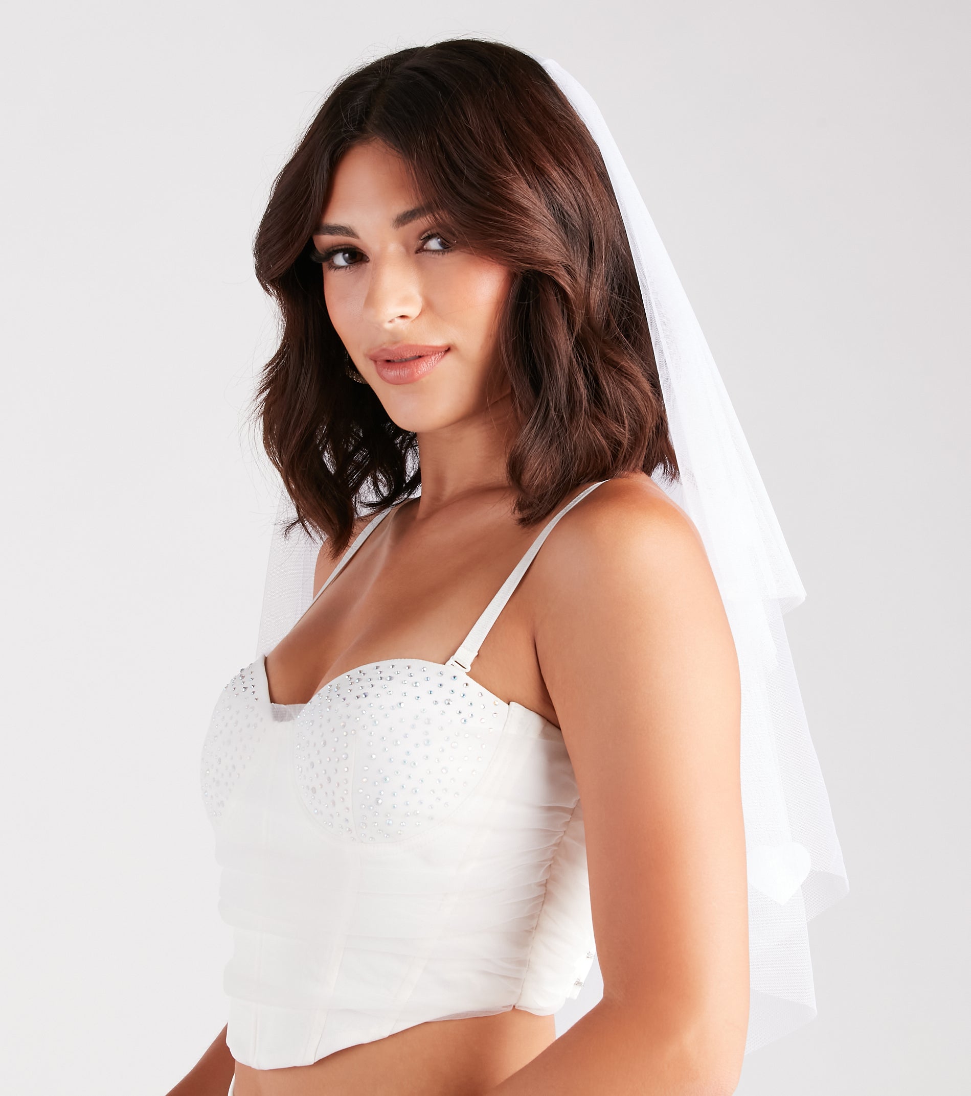 Bridal Babe Heart Applique Tulle Veil