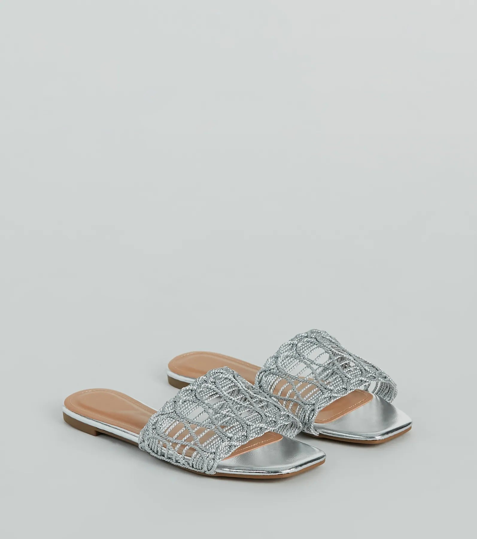 Glam Sheen Metallic Woven Faux Leather Sandals