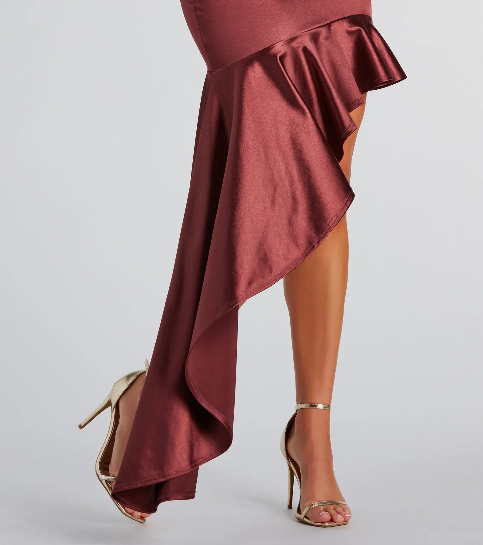 Cecelia Formal Satin Ruffle High Low Dress