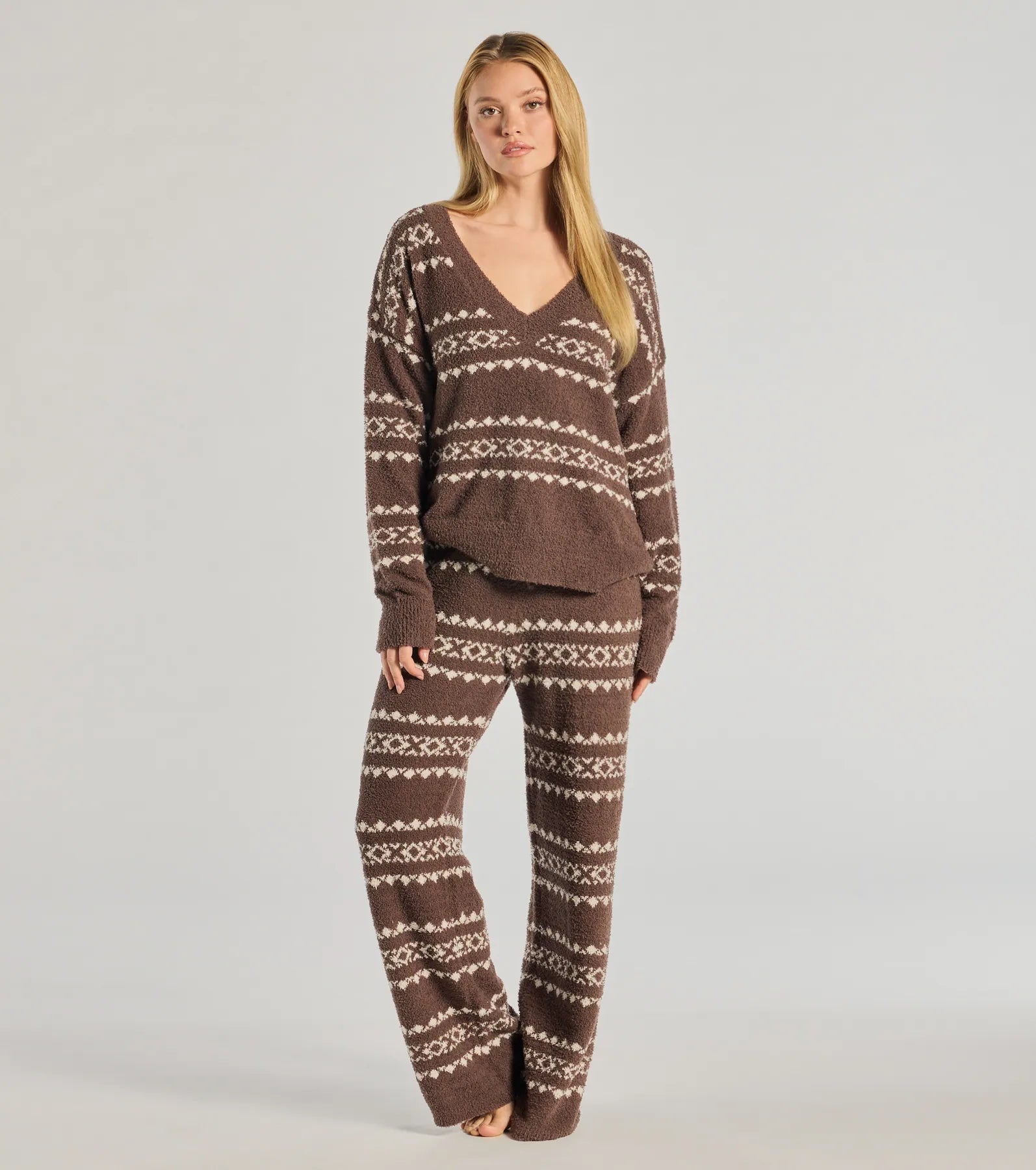 Cozy Wonderland Fair Isle Chenille Knit Pajama Top