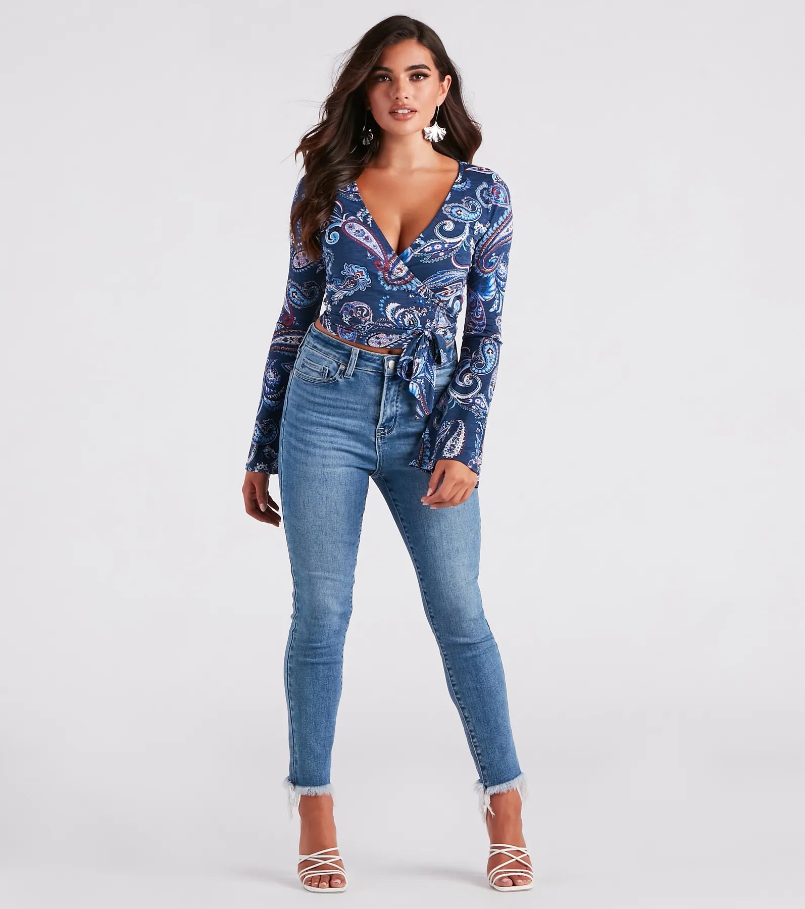 Sunset Audience Paisley Wrap Crop Top