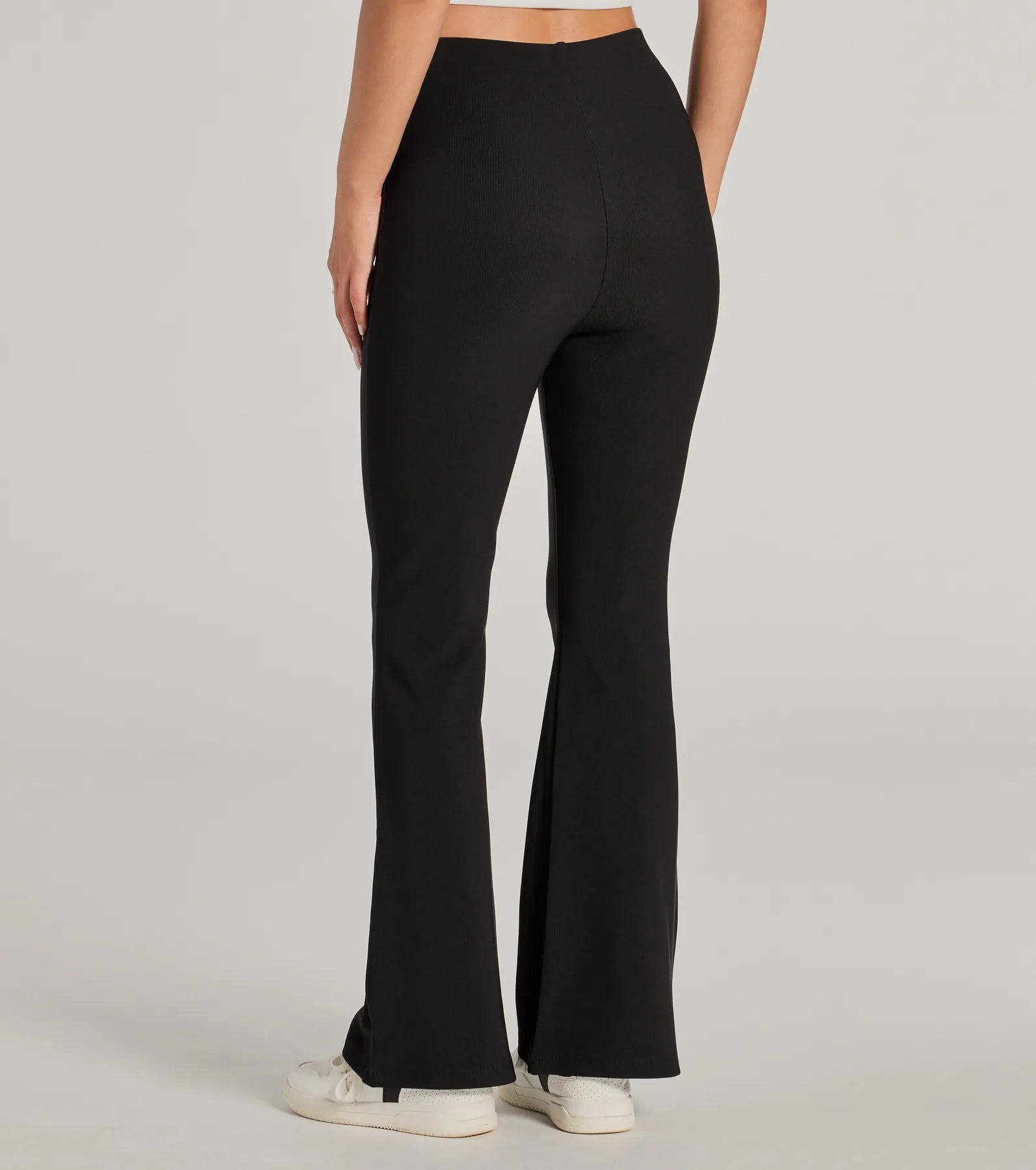 Laidback Look Ribbed Knit Flare Pants