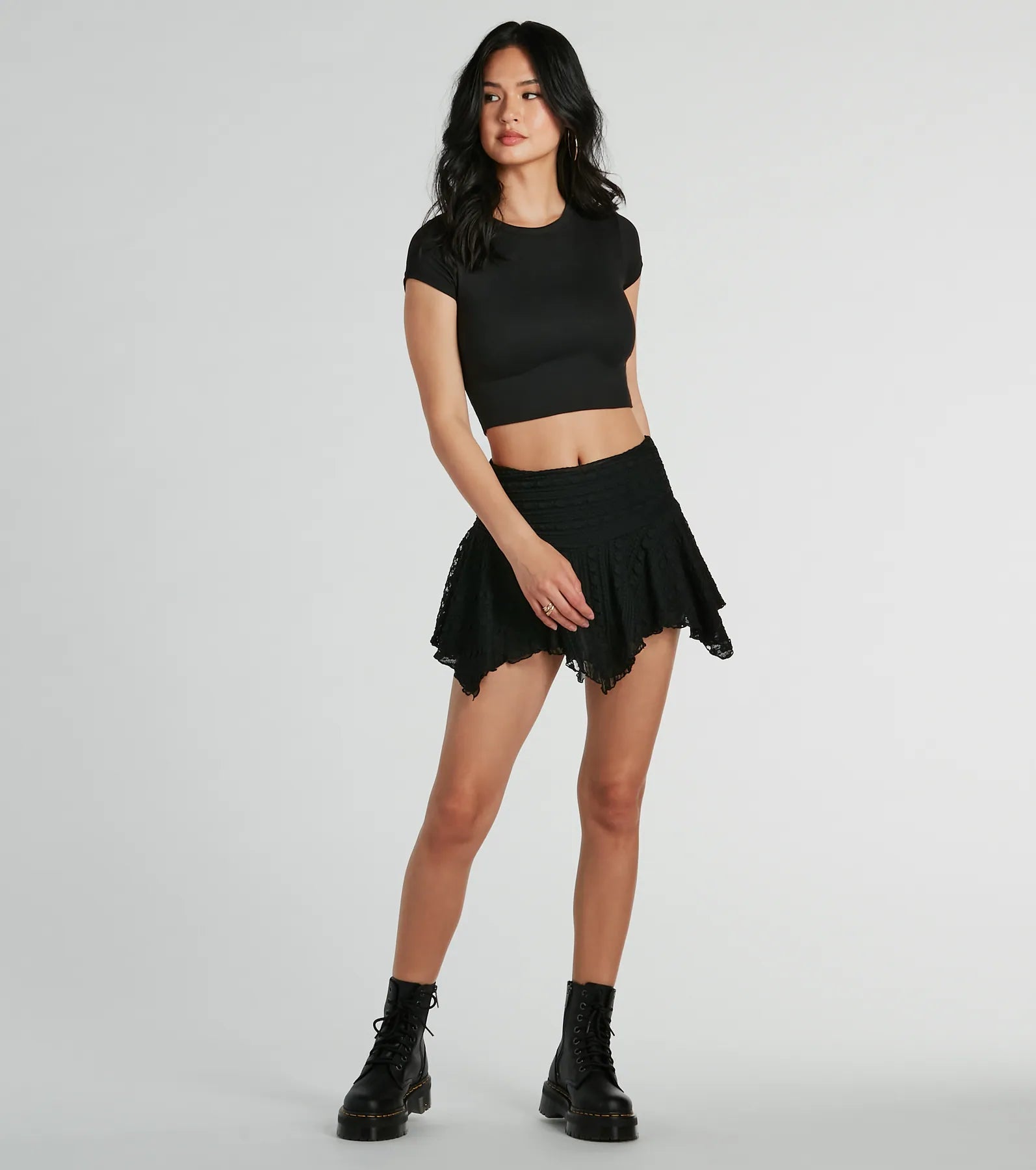 Alluring Flirt High-Rise Lace Mini Skort