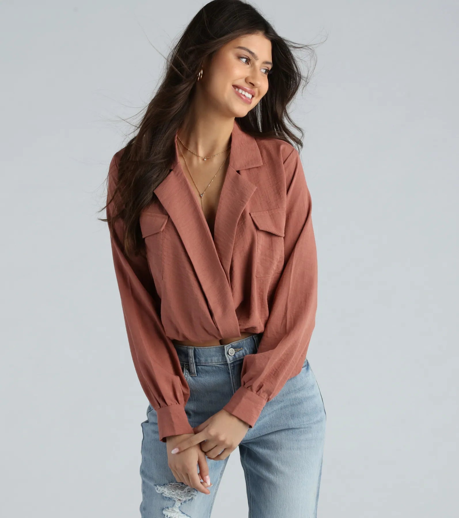 Endless Possibility Surplice Crop Blouse