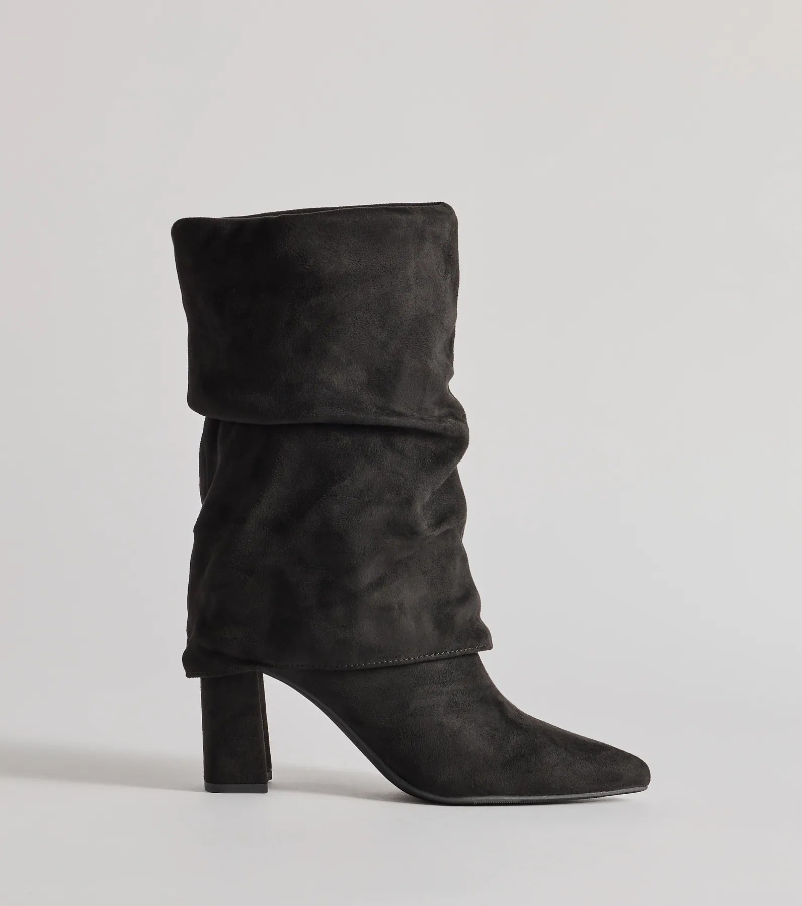 Fab Faux Suede Fold-Over Mid-Calf Boots