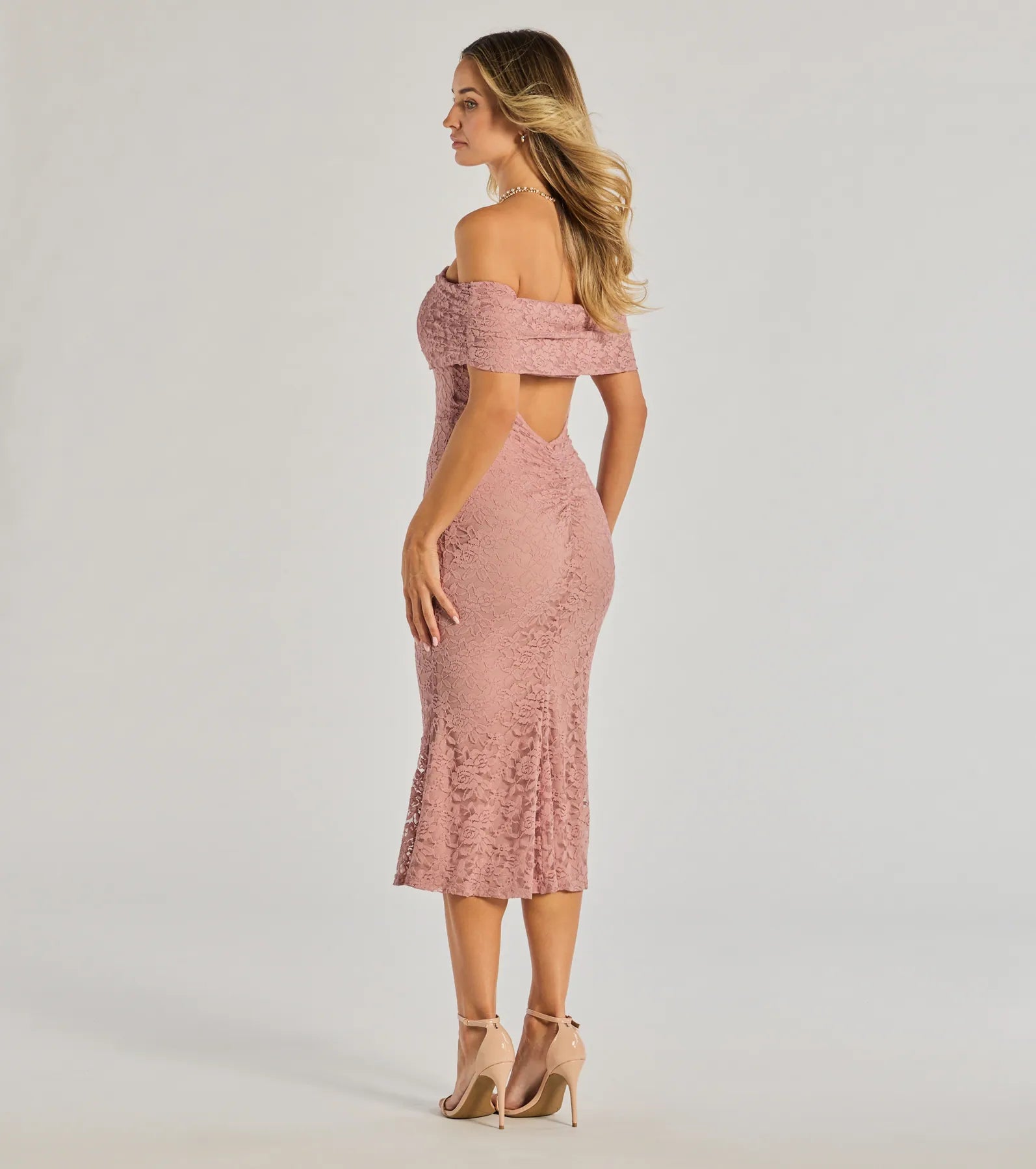 Effortless Romance Lace Off-The-Shoulder Midi Dress