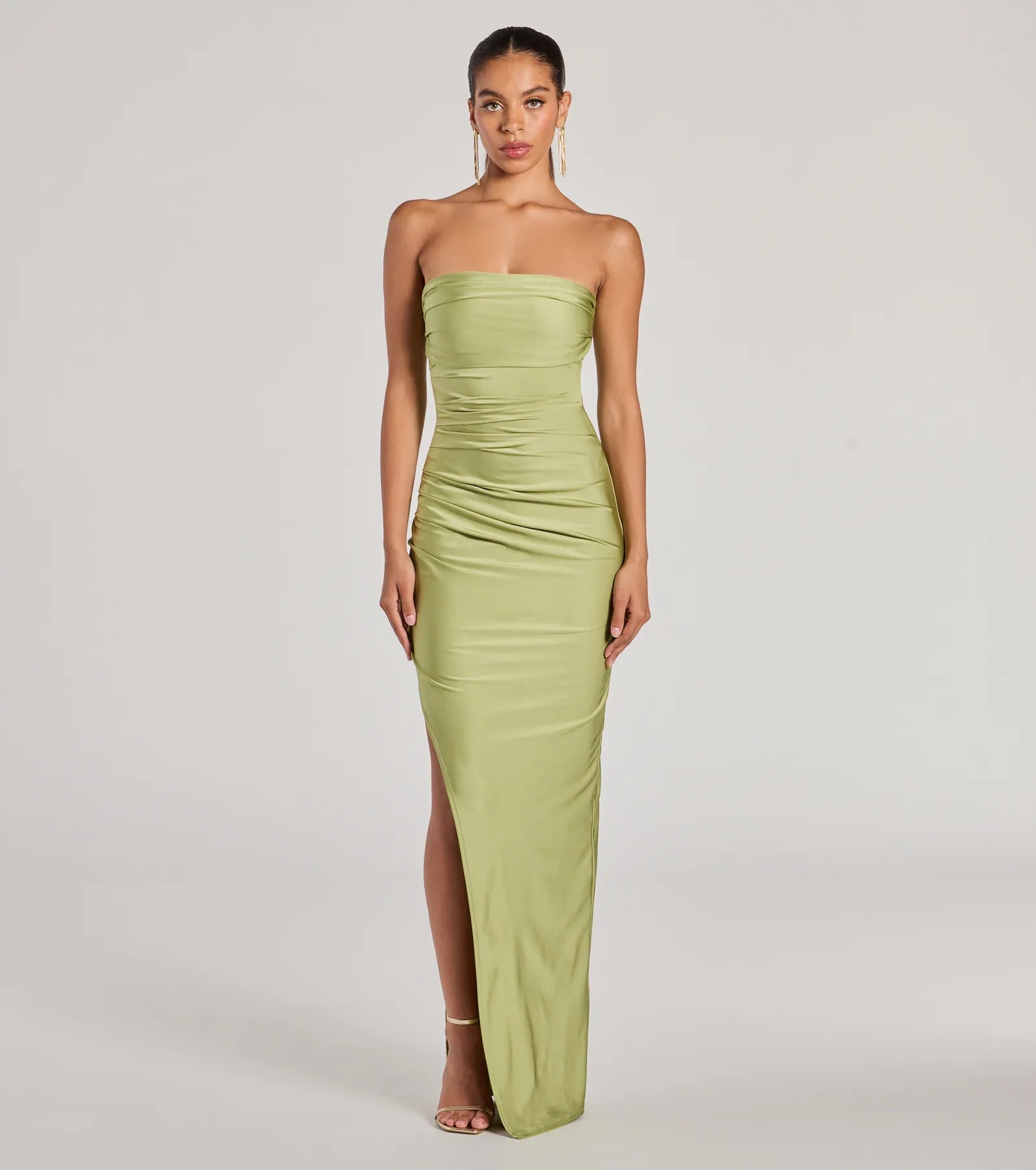 Anisley Strapless High Slit Slim Formal Dress