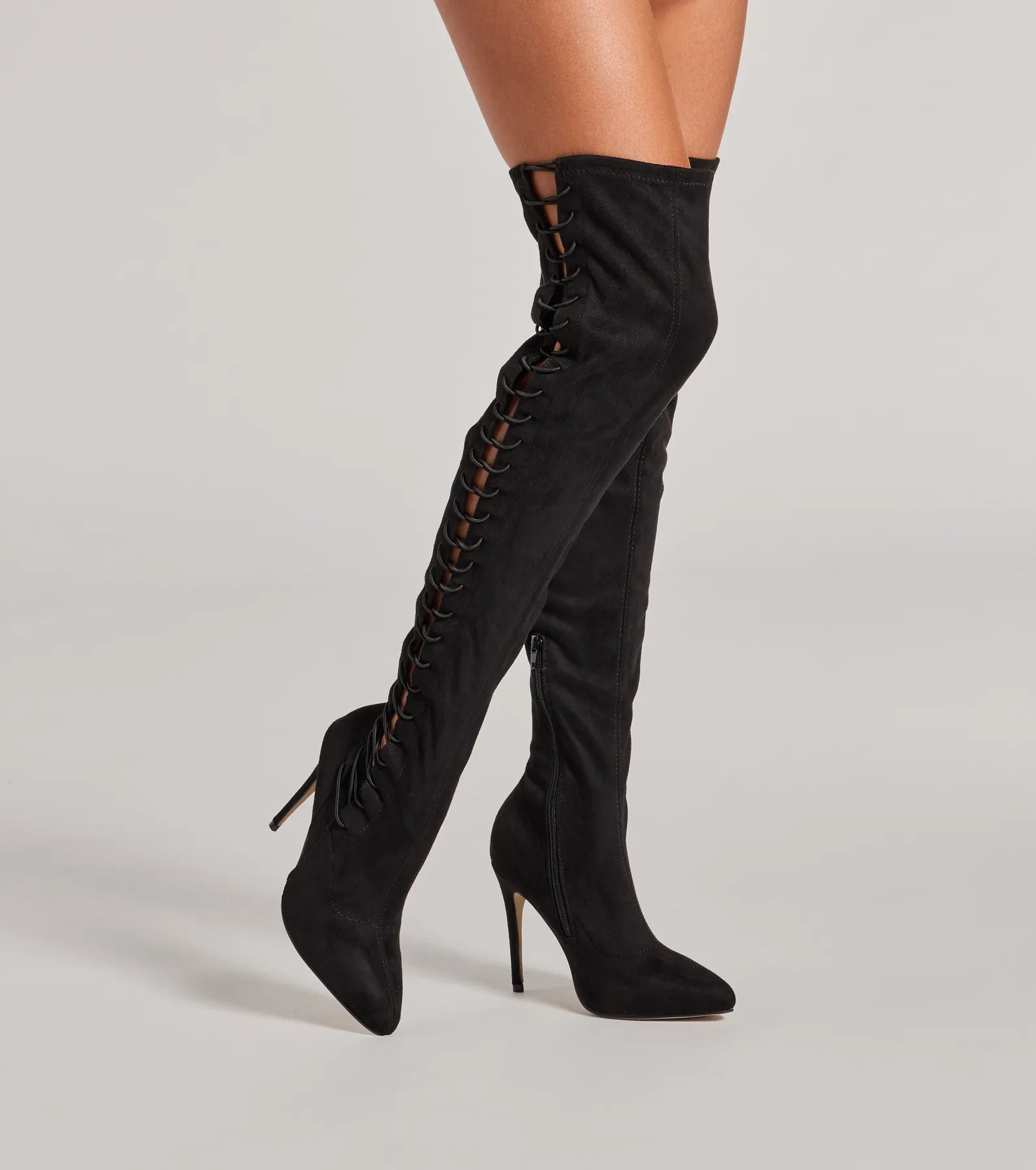 Always On Point Lace-Up Thigh High Stiletto Boots