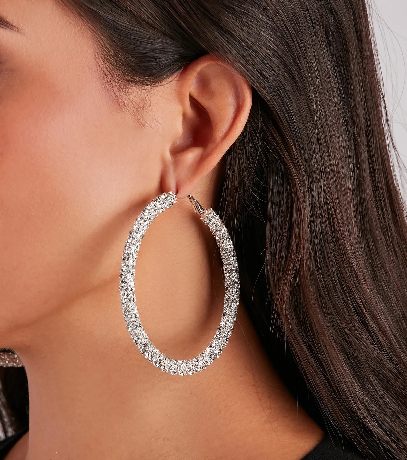 Statement Rhinestone Hoop Earrings