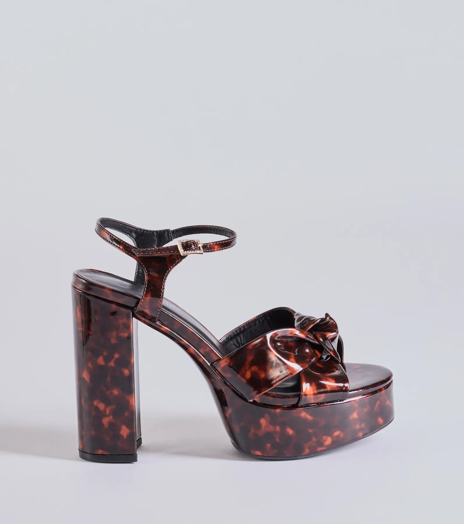 Chic Impression Tortoise Print Platform Knot Heels