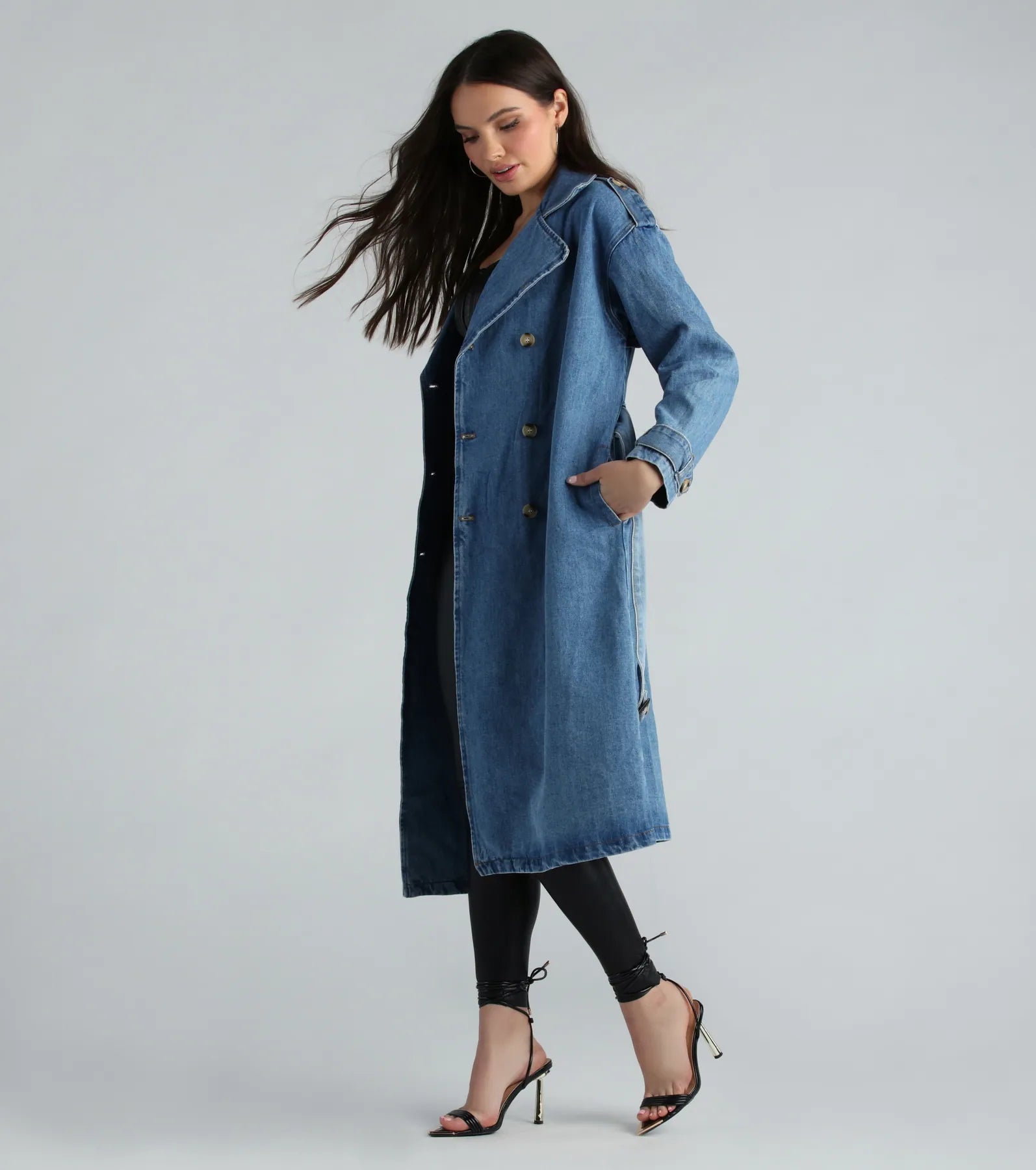 Casual Chic Slay Denim Trench Coat