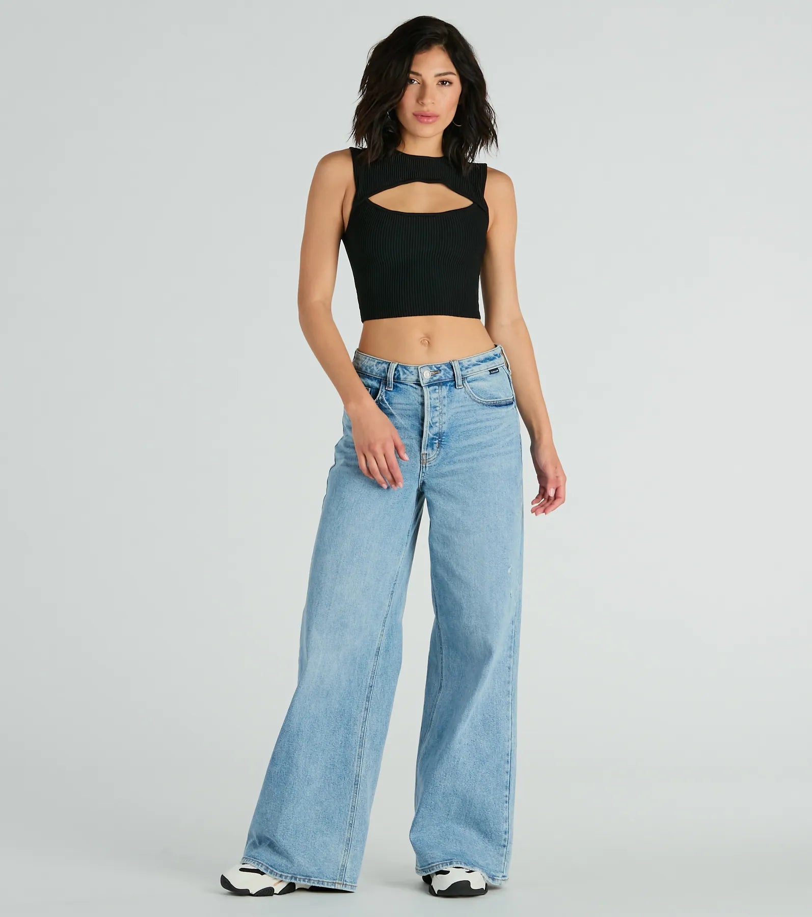 Basically The One Sleeveless Cutout Crop Top