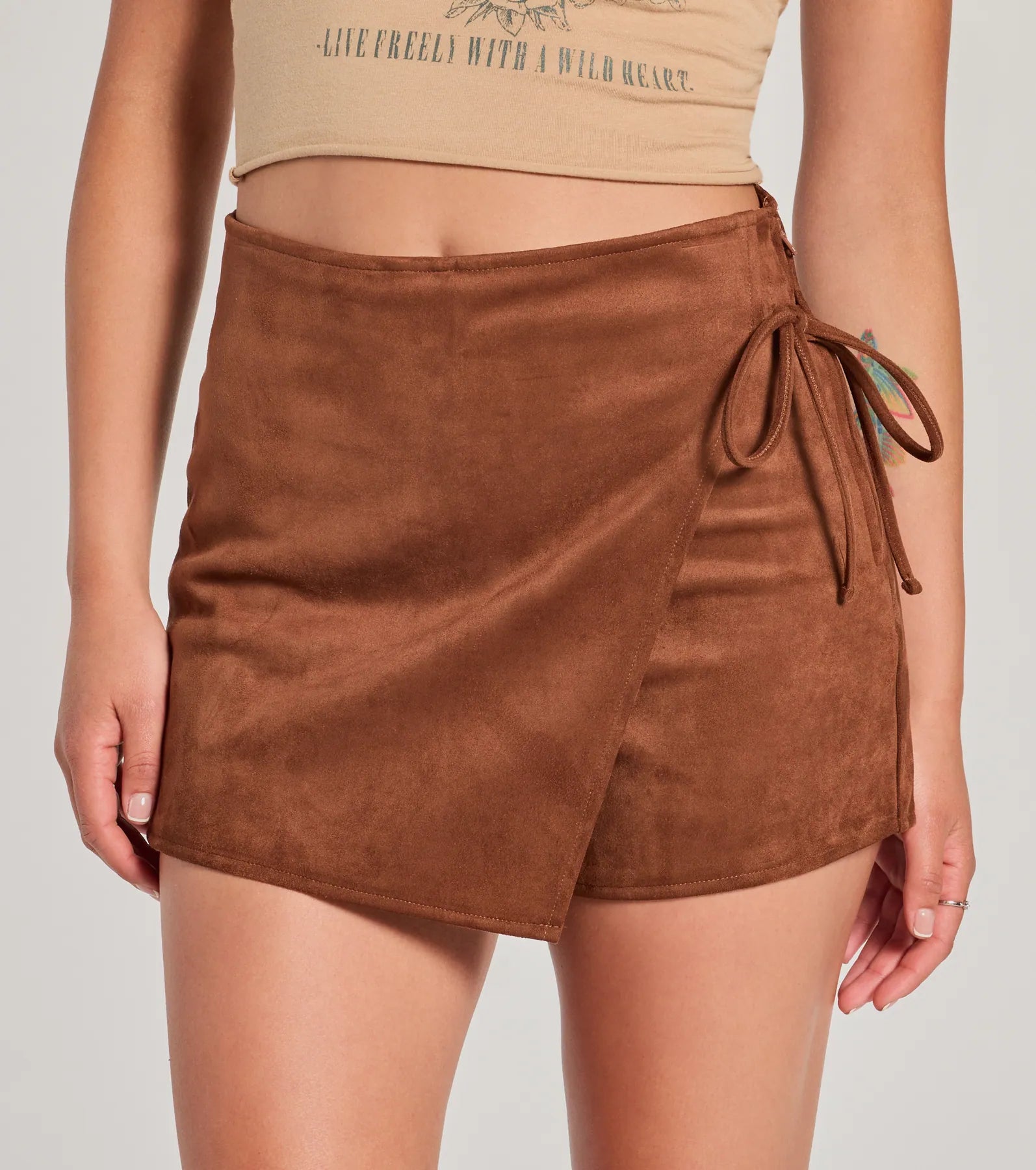 Wrap It Up High-Rise Faux Suede Mini Skort