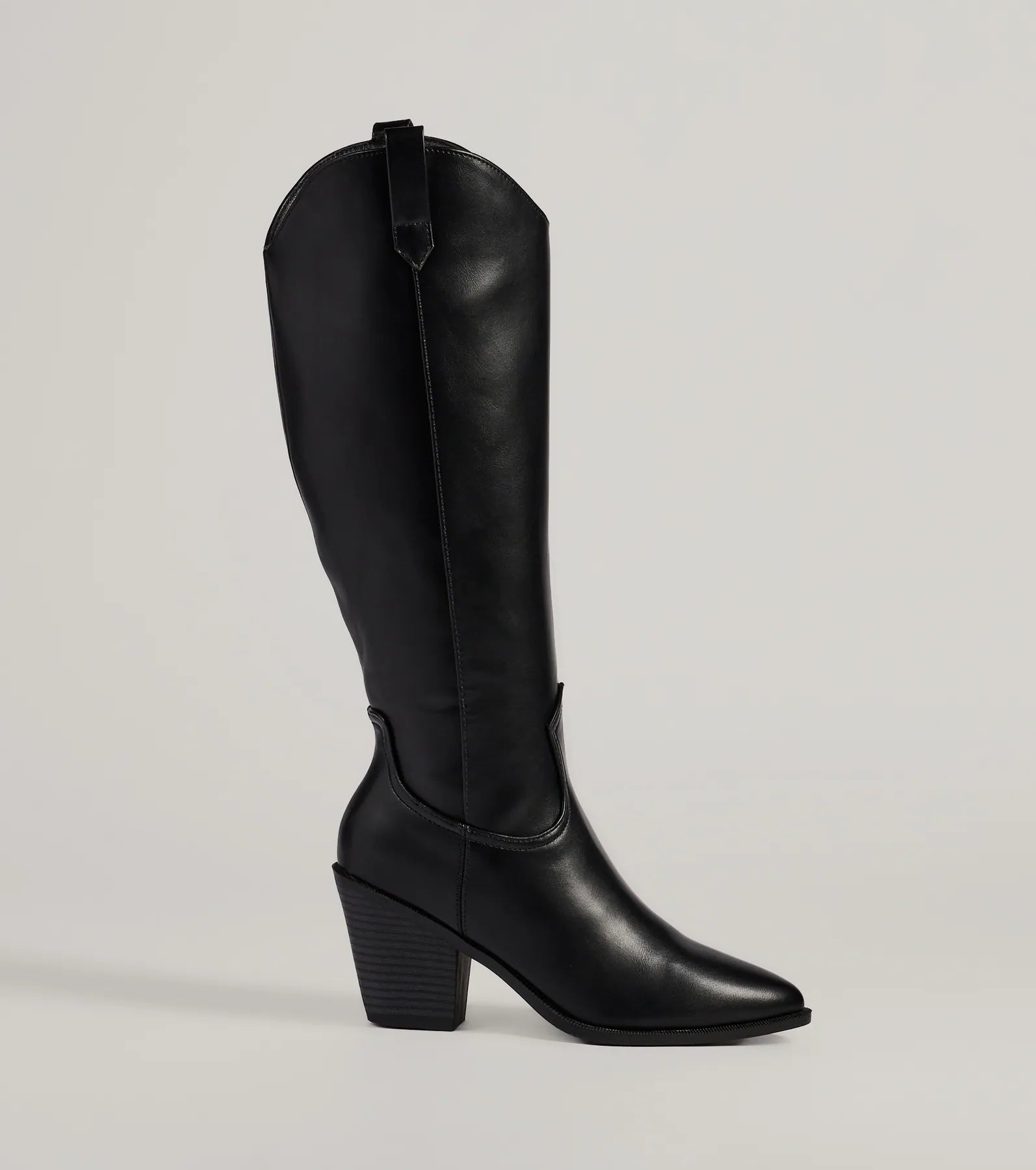 Western Sleek Knee-High Block Heel Boots