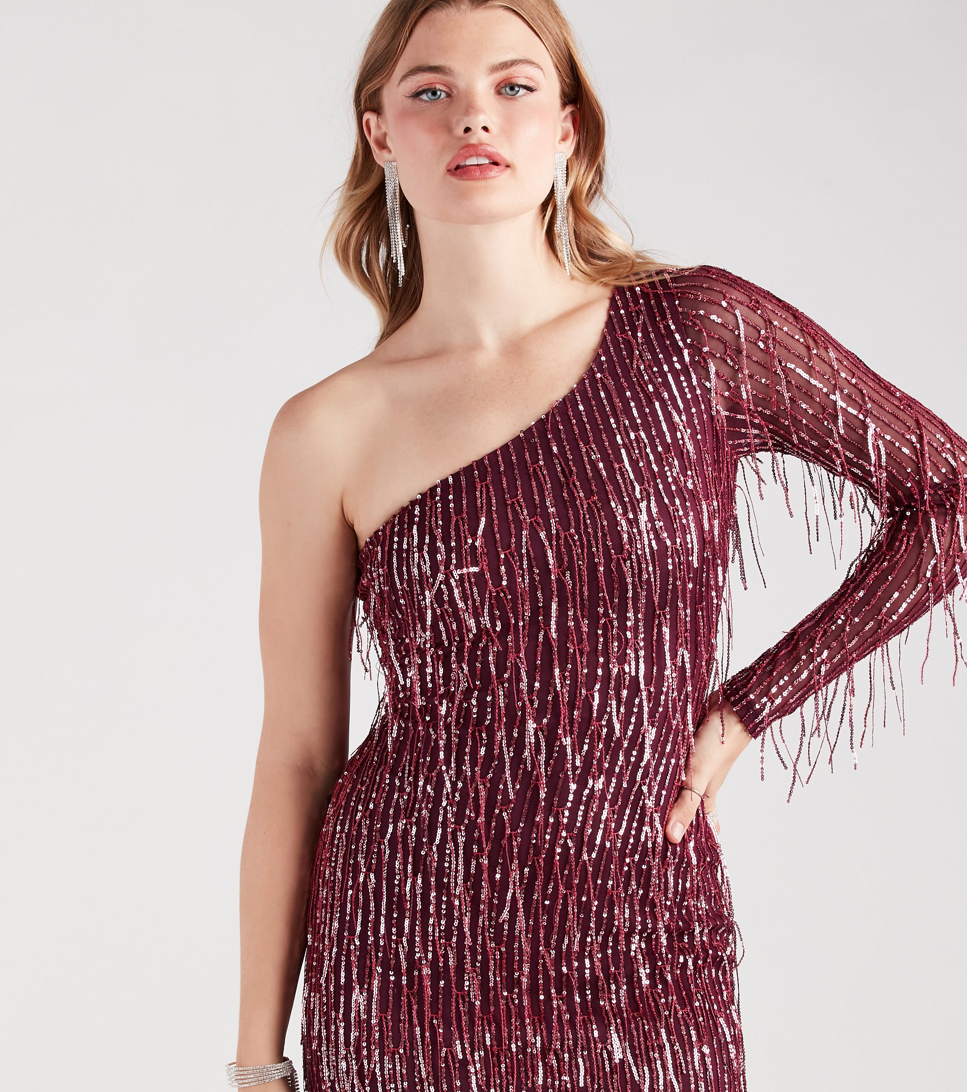 Glitz And Gleam Sequin Fringe Mini Dress