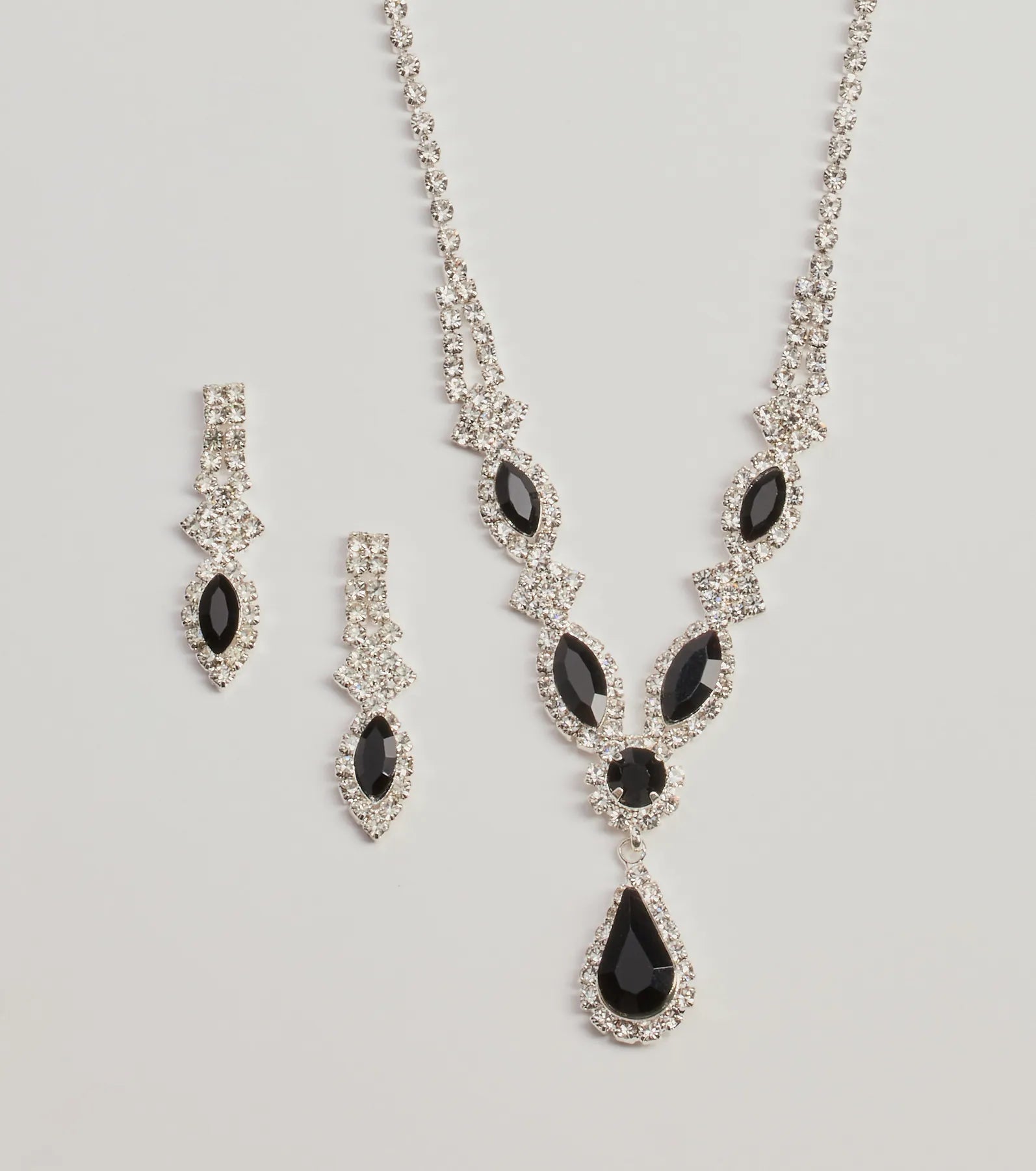 Bold Beauty Teardrop Rhinestone Necklace Set