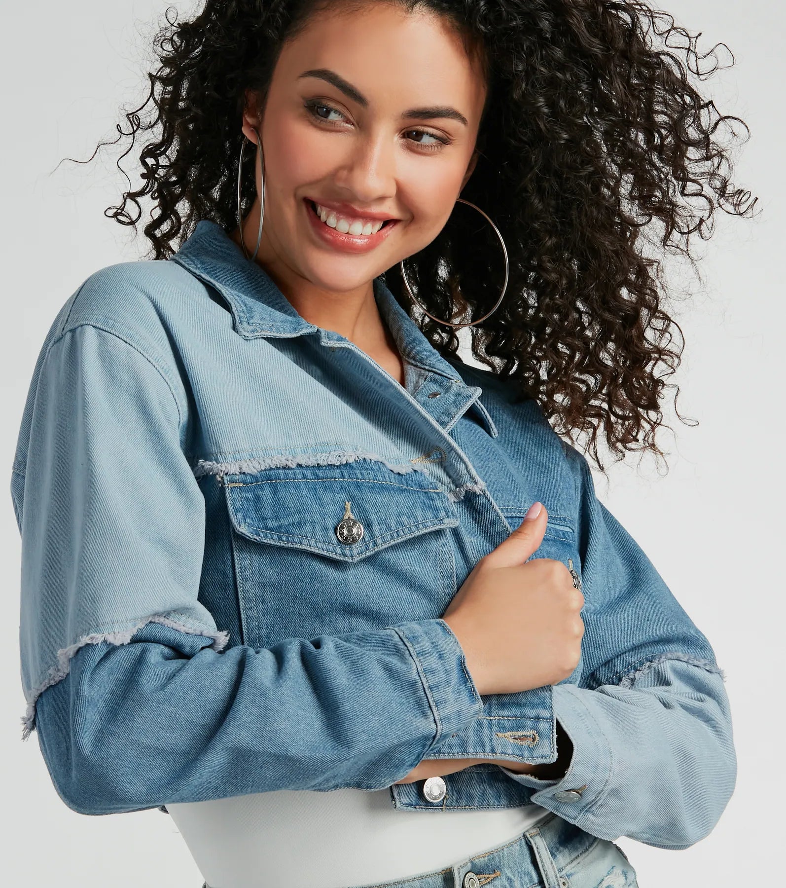 Trendsetter Denim Patchwork Cropped Jean Jacket