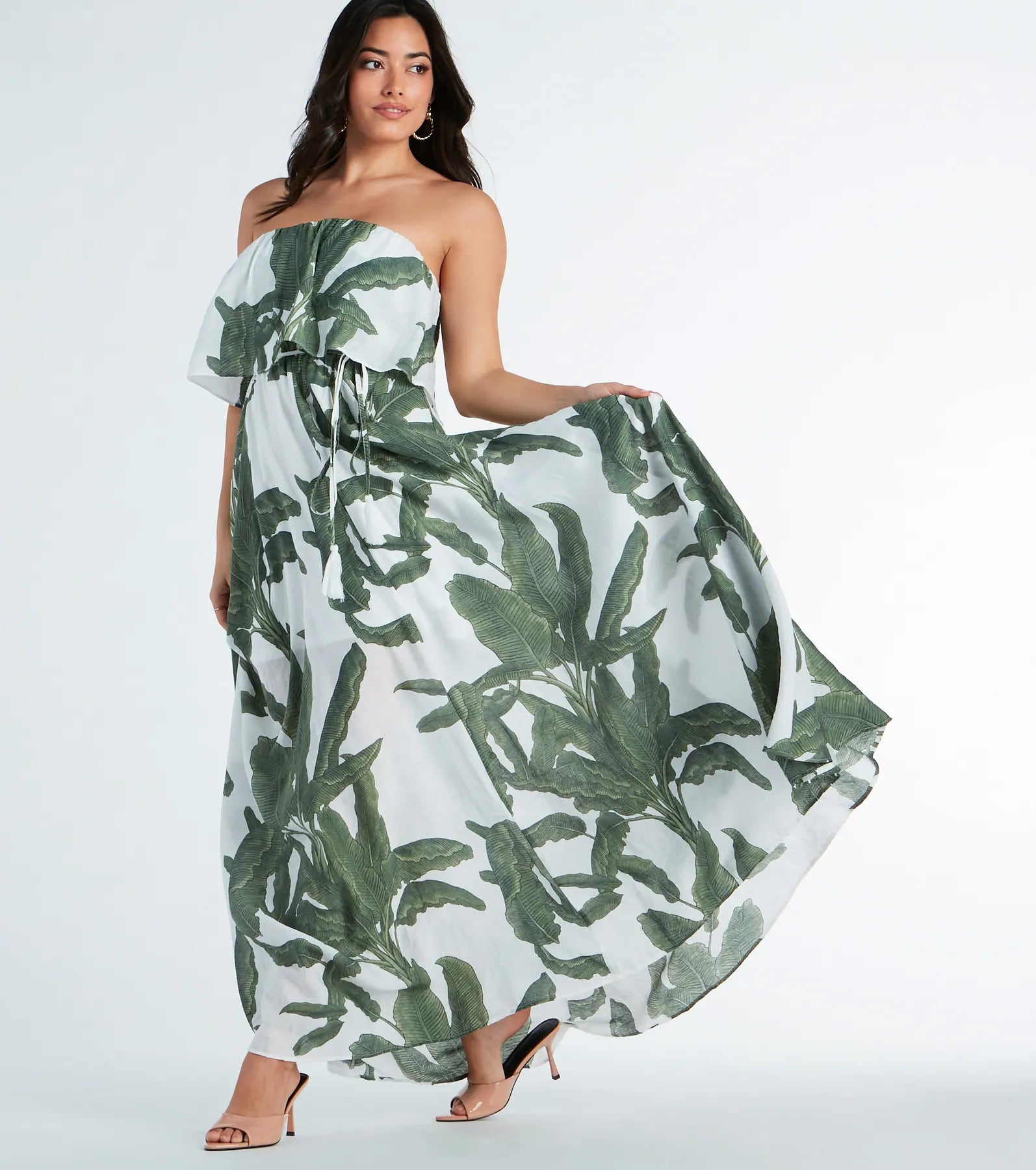 Getaway Bound Tropical Print Woven Maxi Dress