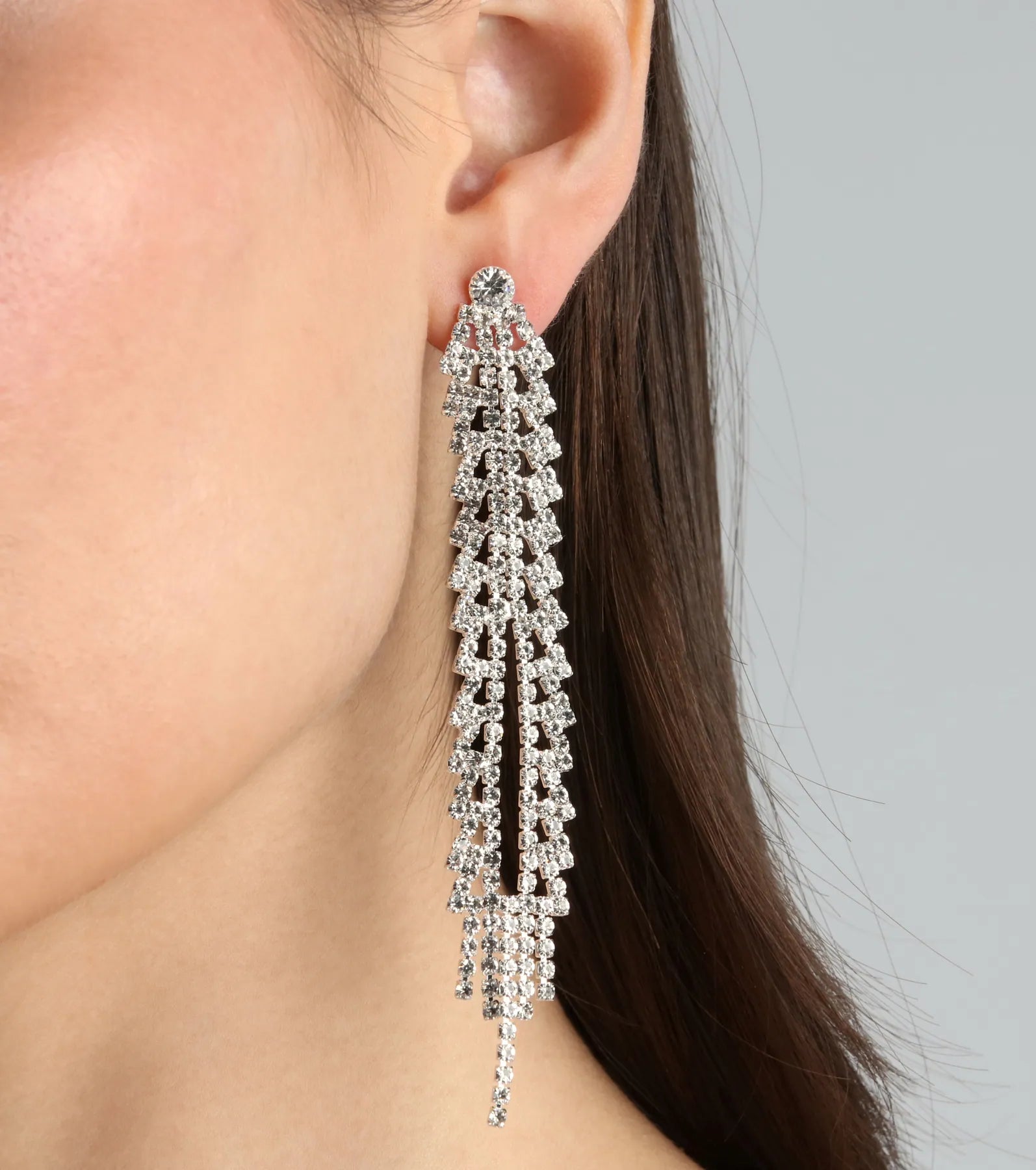 Luxe Statement Rhinestone Fringe Earrings