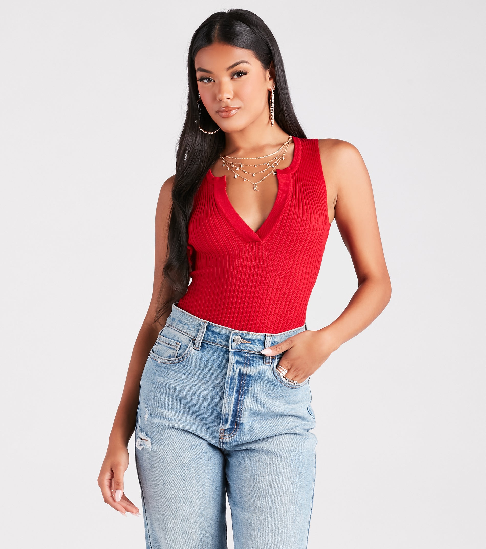 Down A Notch Sweater Knit Bodysuit