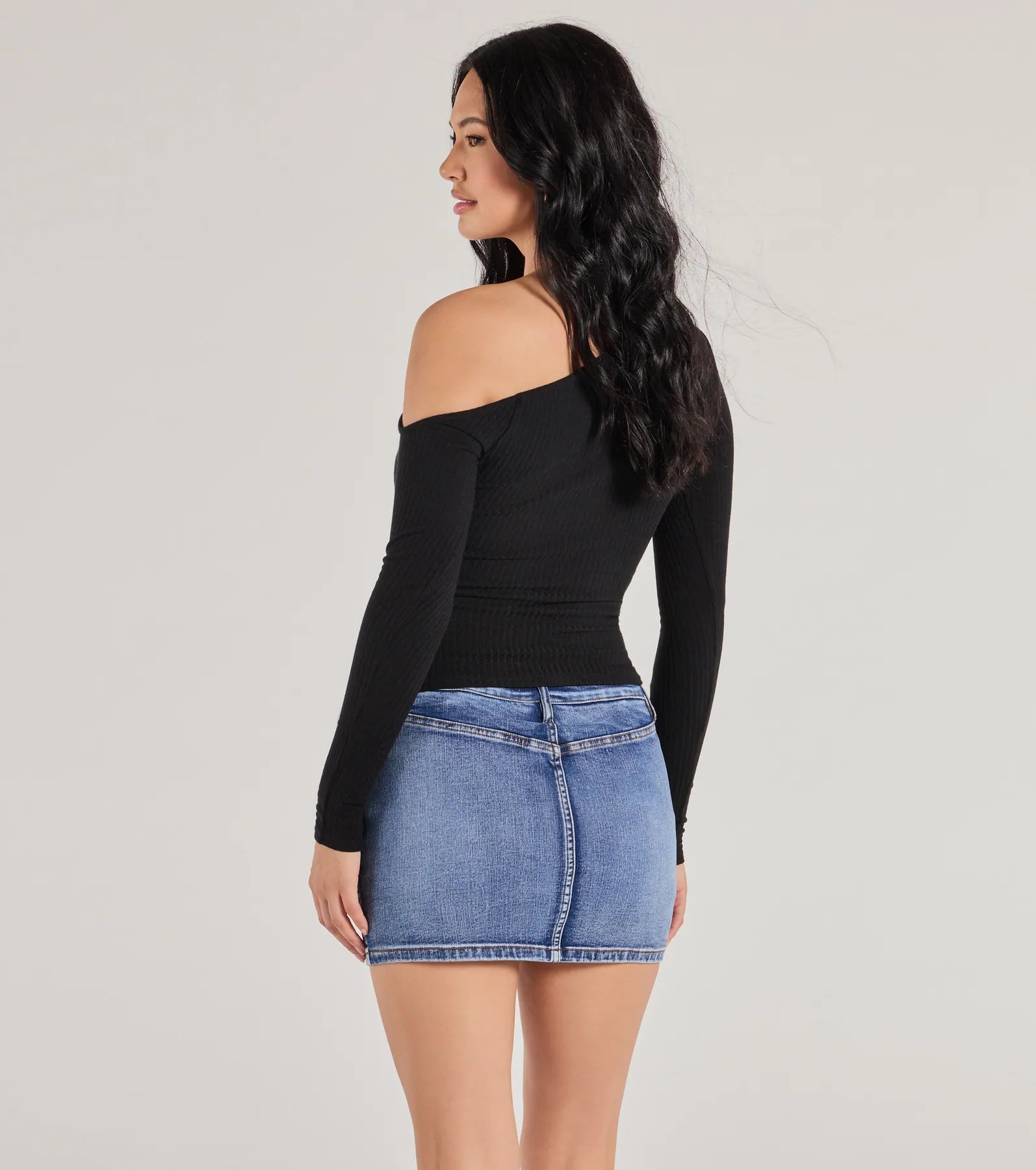 Cozy Trend Hacci Knit Off-Shoulder Long Sleeve Top