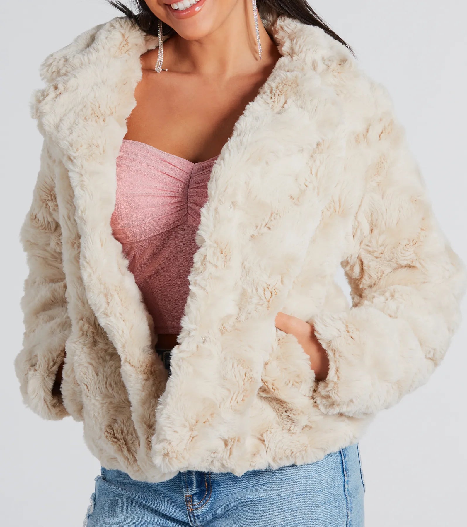 Top Trendsetter Textured Faux Fur Coat