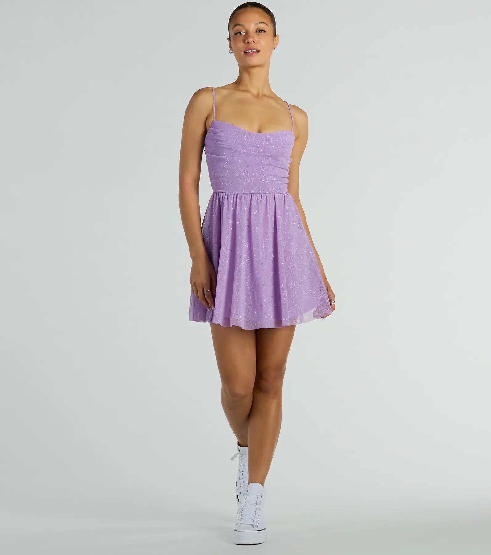 Ready To Shine Glitter Short Skater Dress